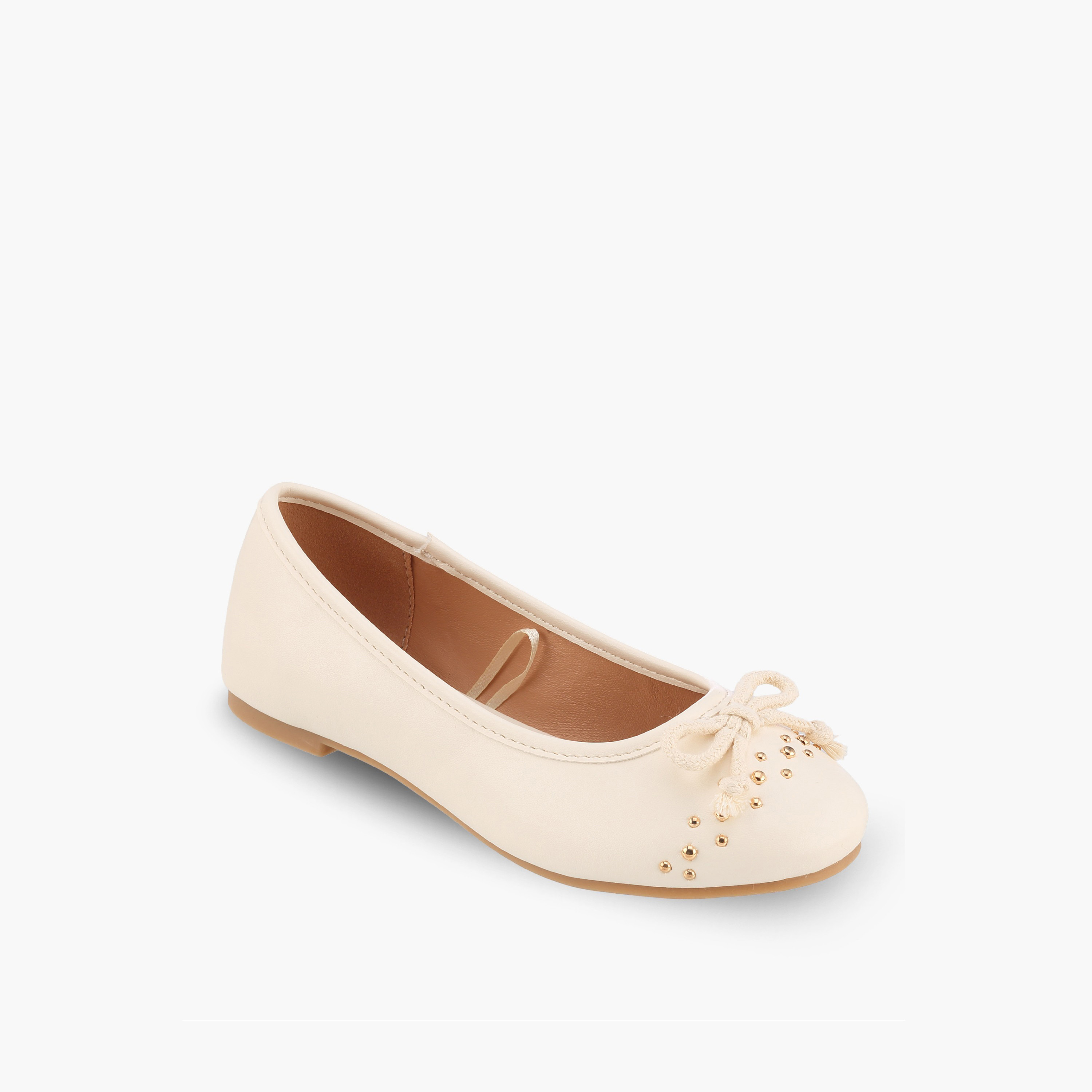 Little Missy Girls Studded Bow Accent Ballerina Shoes-girls-shoes-ballerinas-image-2