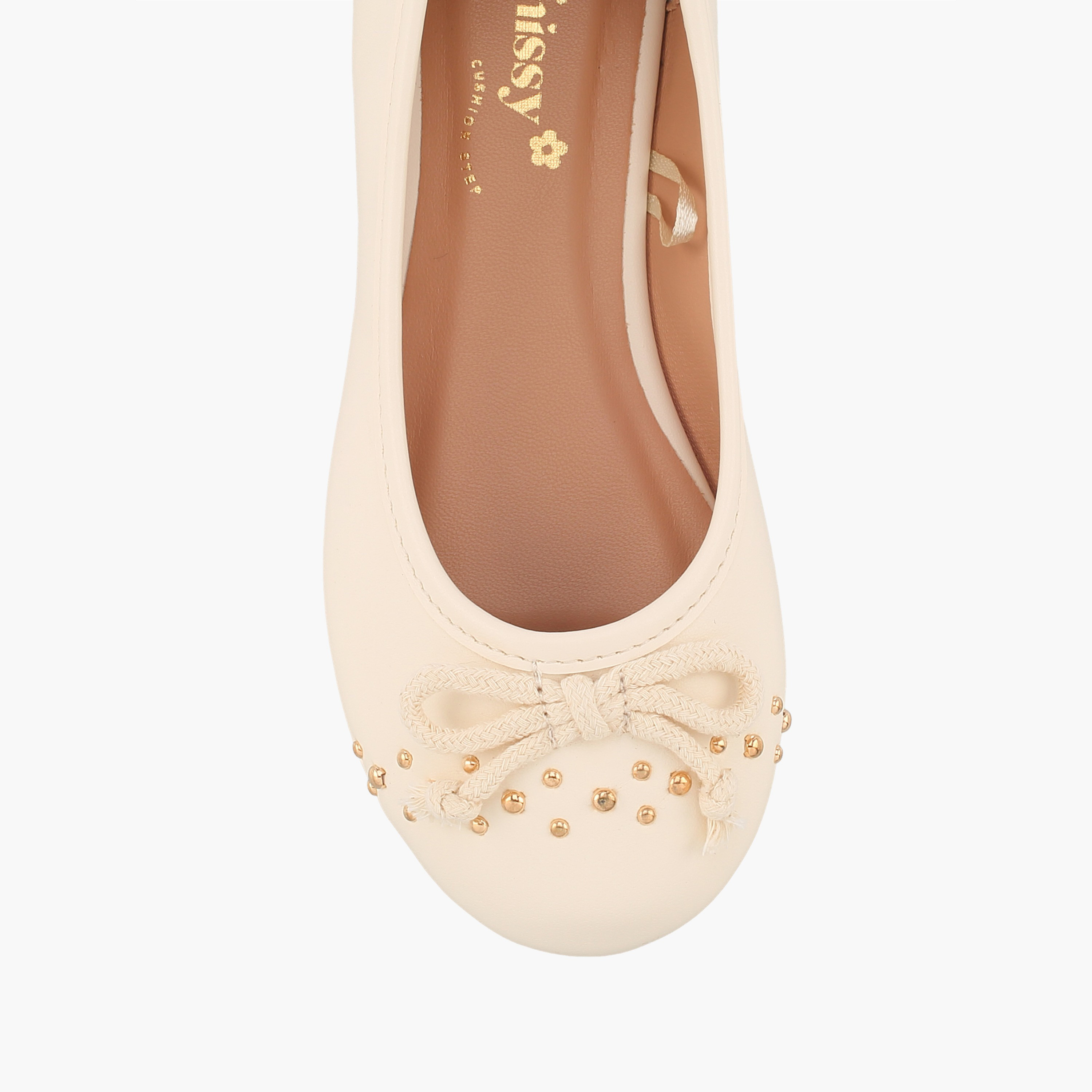 Little Missy Girls Studded Bow Accent Ballerina Shoes-girls-shoes-ballerinas-image-4