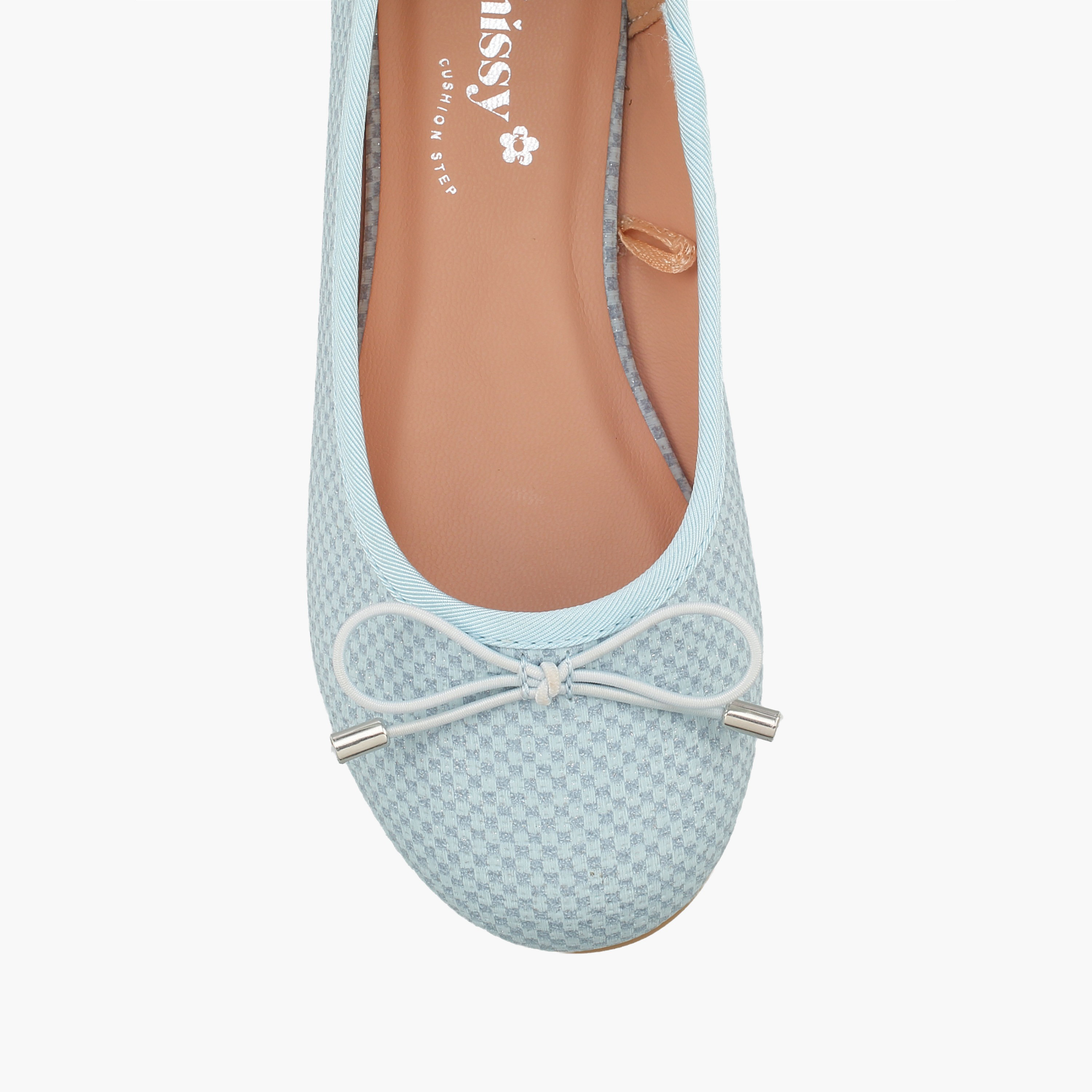 حذاء باليرينا بنقشة كاروهات وفيونكة للبنات من ليتل ميسي-girls-shoes-ballerinas-image-4