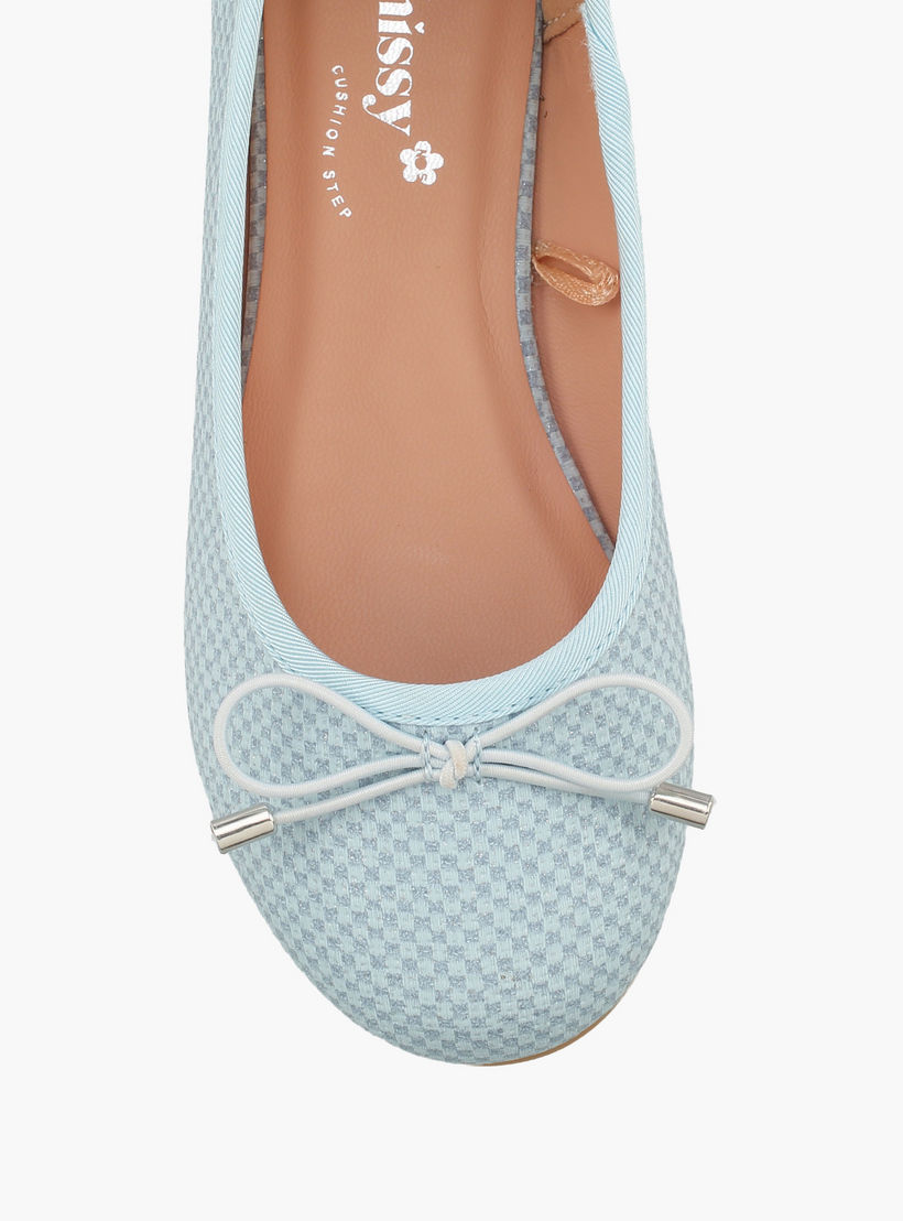 حذاء باليرينا بنقشة كاروهات وفيونكة للبنات من ليتل ميسي-girls-shoes-ballerinas-image-4