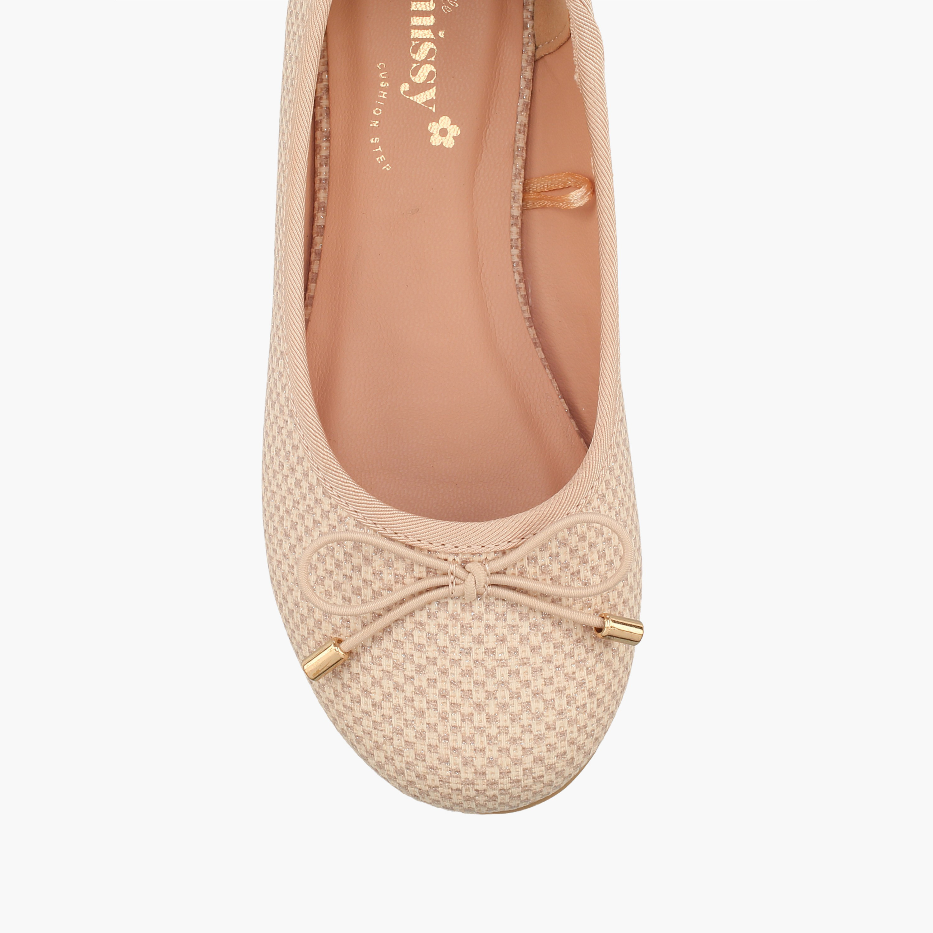 Little Missy Girls Checkered Ballerina Shoes with Bow Accent-girls-shoes-ballerinas-image-4