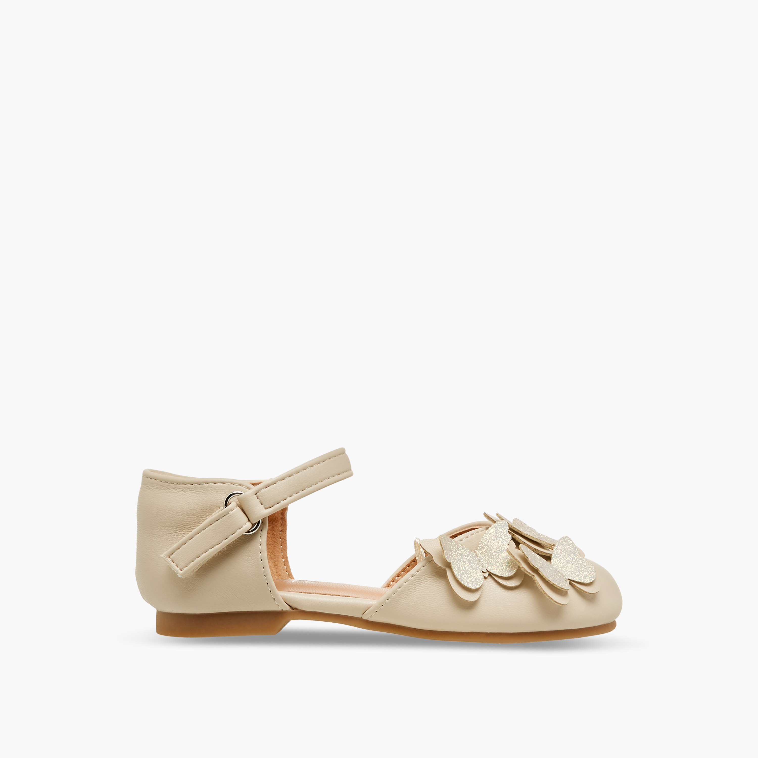Juniors Butterfly Embellished Shoes with Hook and Loop Closure-girls-shoes-ballerinas-image-3