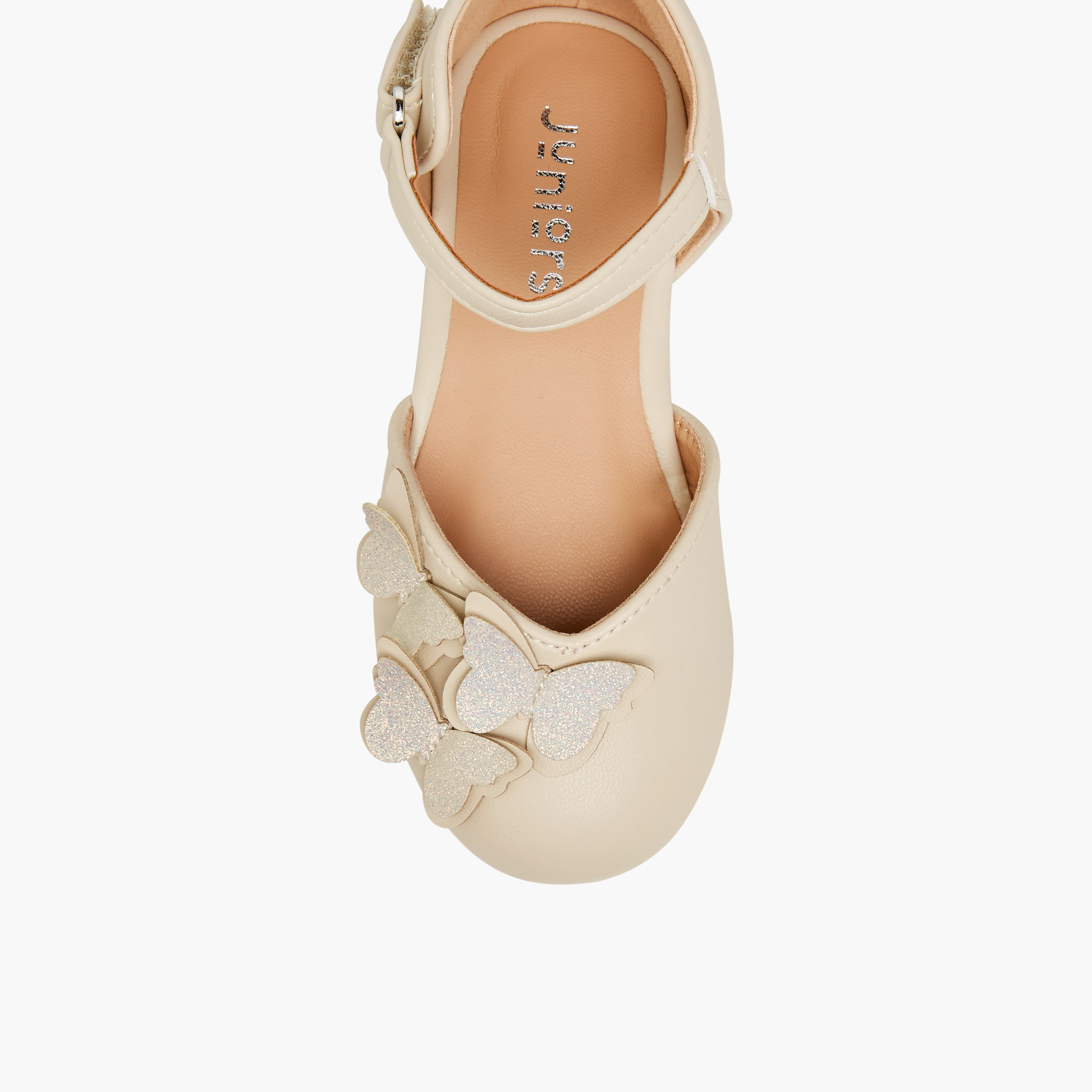 Juniors Butterfly Embellished Shoes with Hook and Loop Closure-girls-shoes-ballerinas-image-4