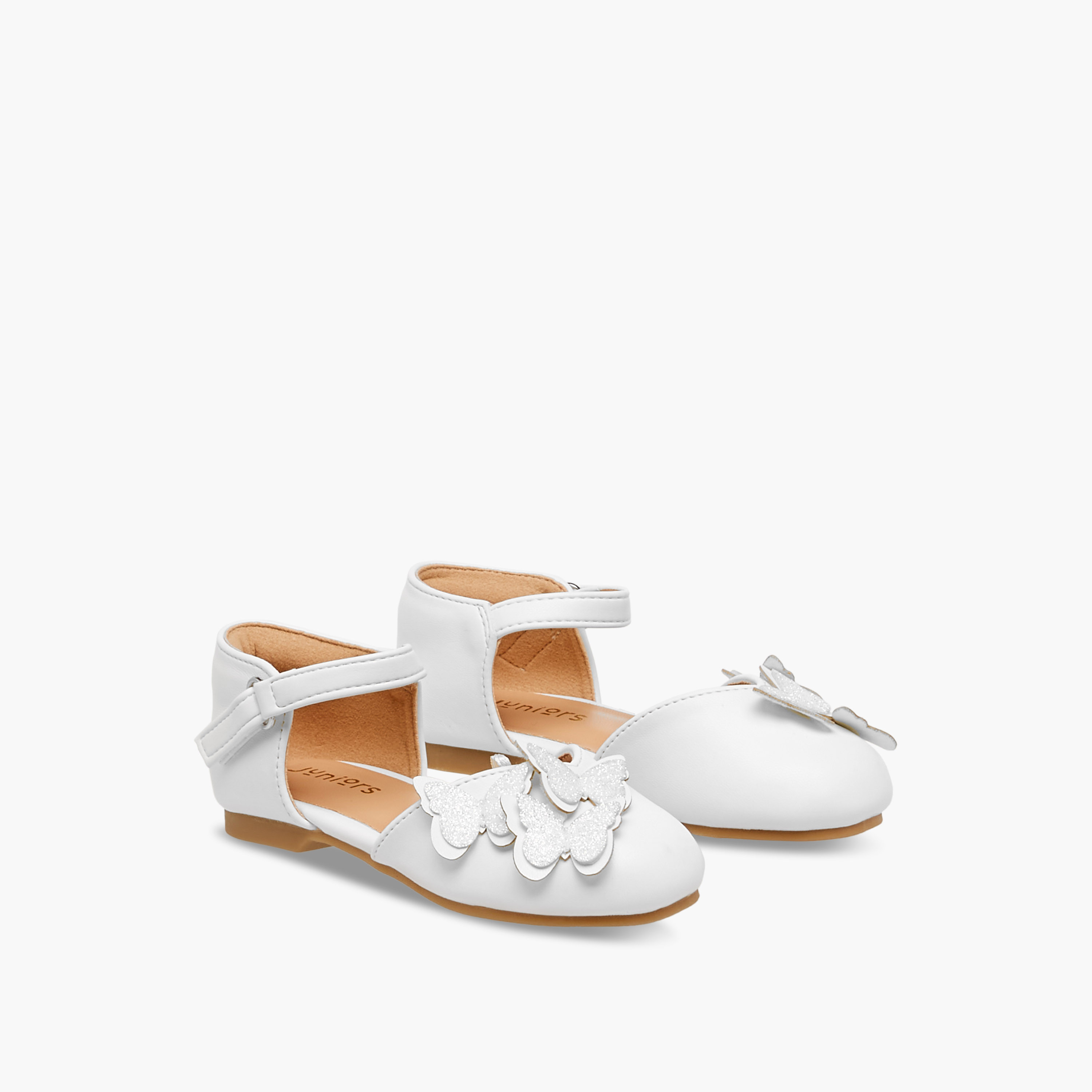 Juniors Butterfly Embellished Shoes with Hook and Loop Closure-girls-shoes-ballerinas-image-1