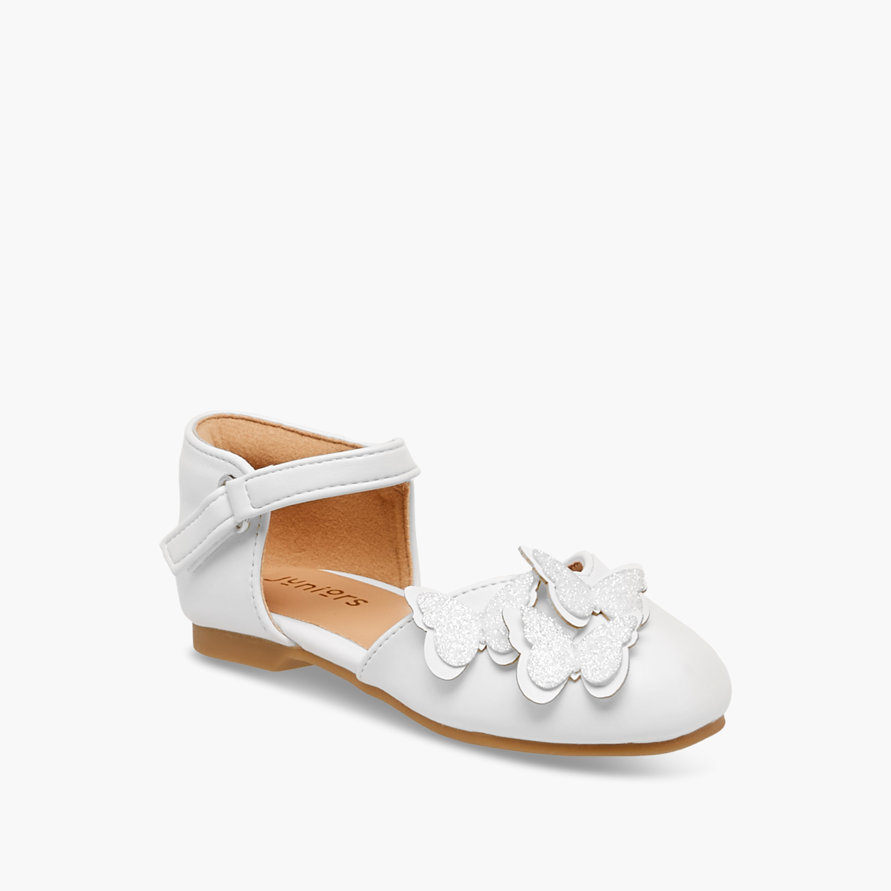 Juniors Butterfly Embellished Shoes with Hook and Loop Closure-girls-shoes-ballerinas-image-2