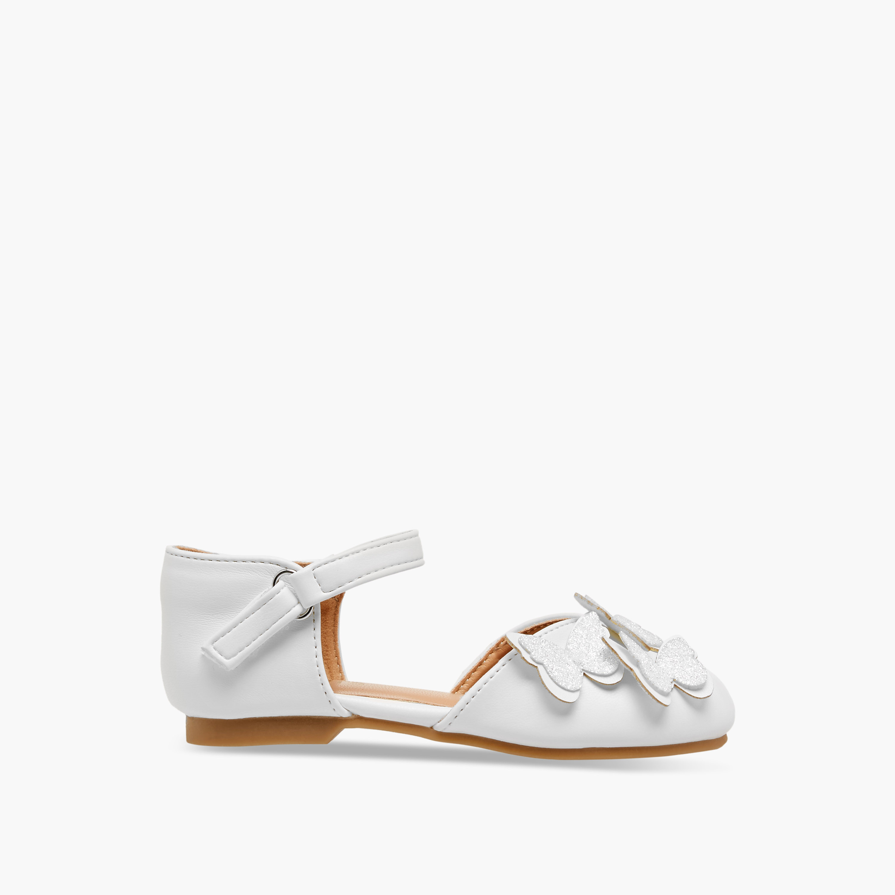 Juniors Butterfly Embellished Shoes with Hook and Loop Closure-girls-shoes-ballerinas-image-3