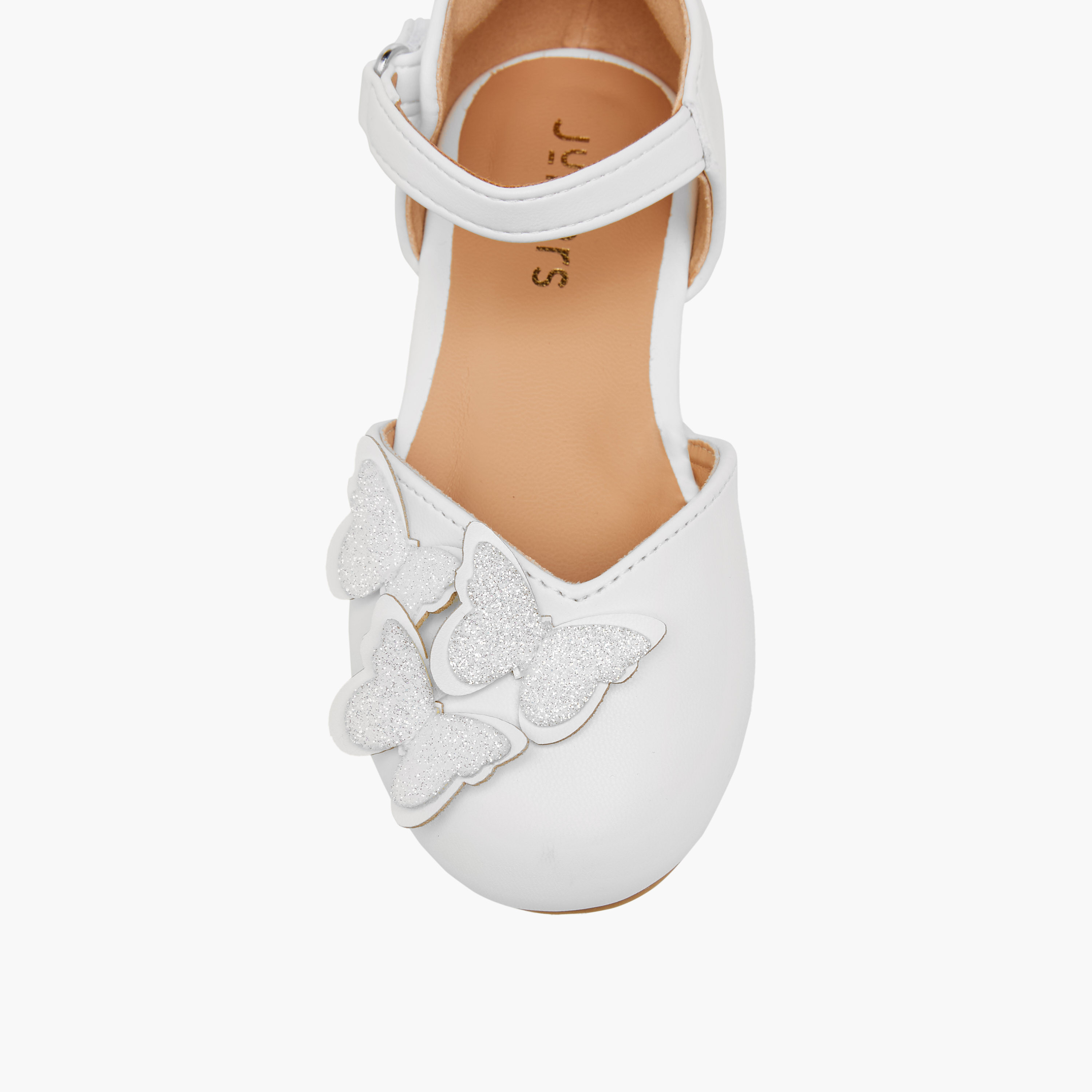 Juniors Butterfly Embellished Shoes with Hook and Loop Closure-girls-shoes-ballerinas-image-4