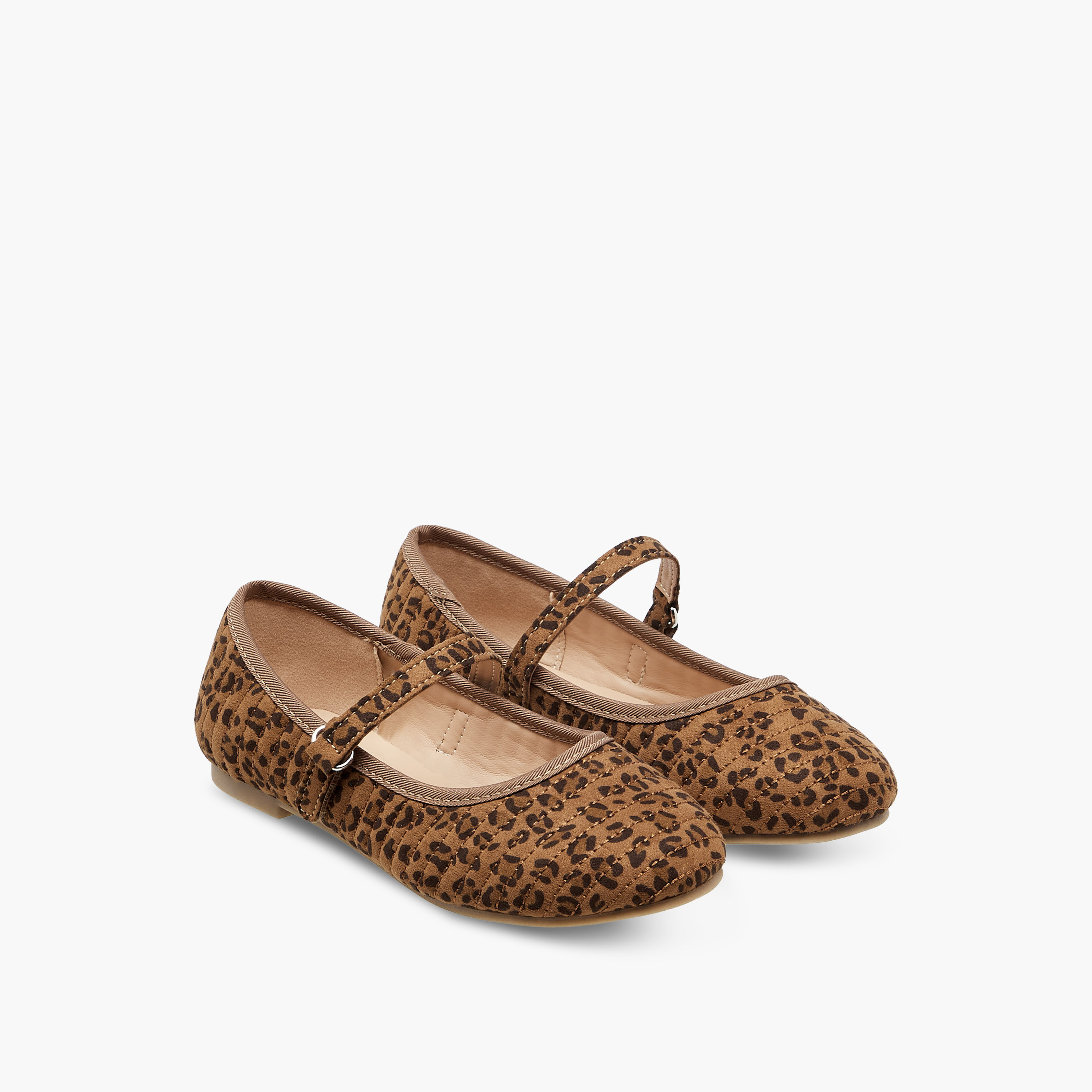 Juniors Animal Print Ballerina Shoes with Hook and Loop Closure-girls-shoes-maryjanes-image-1