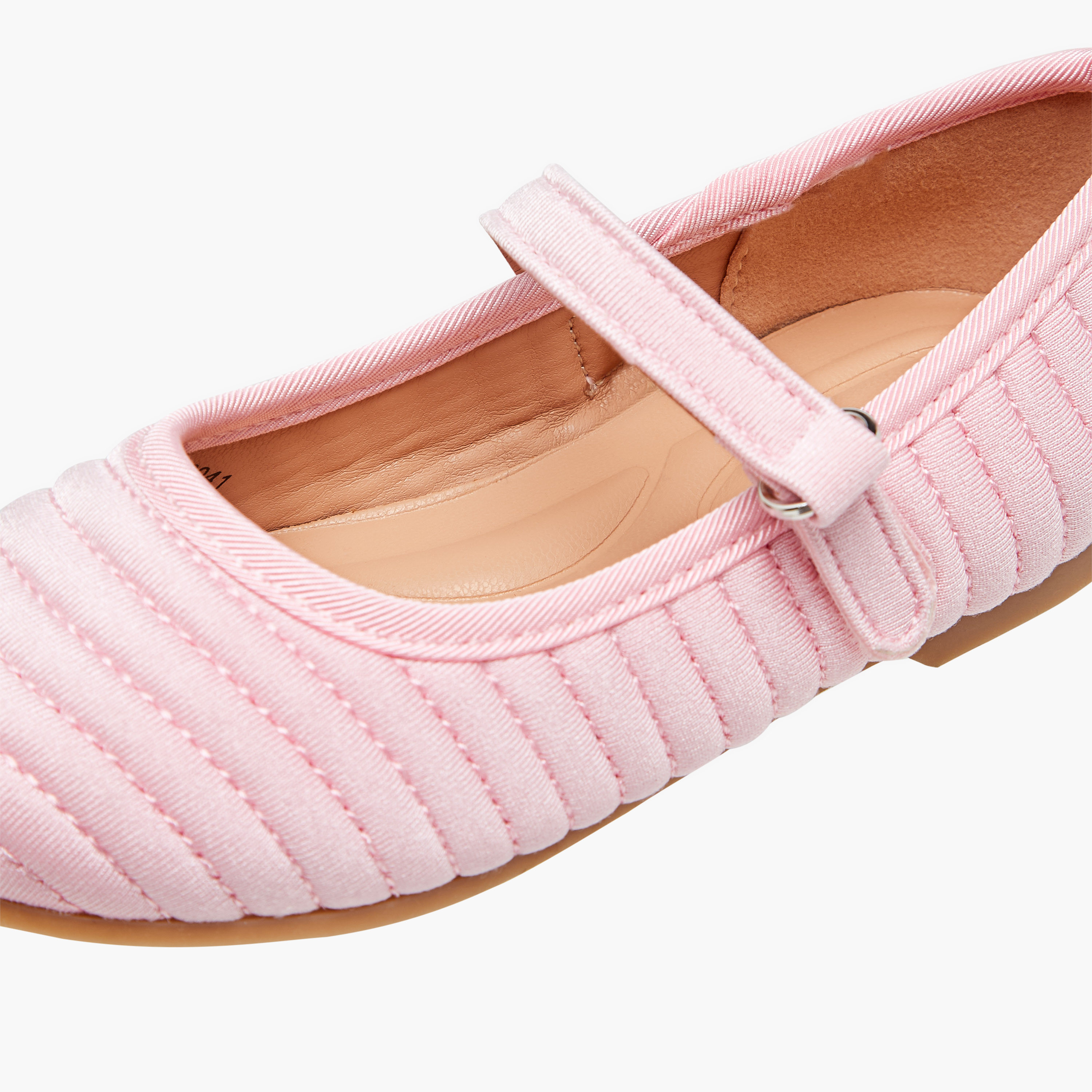 Juniors Stich Detail Ballerina Shoes with Hook and Loop Closure-girls-shoes-ballerinas-image-6