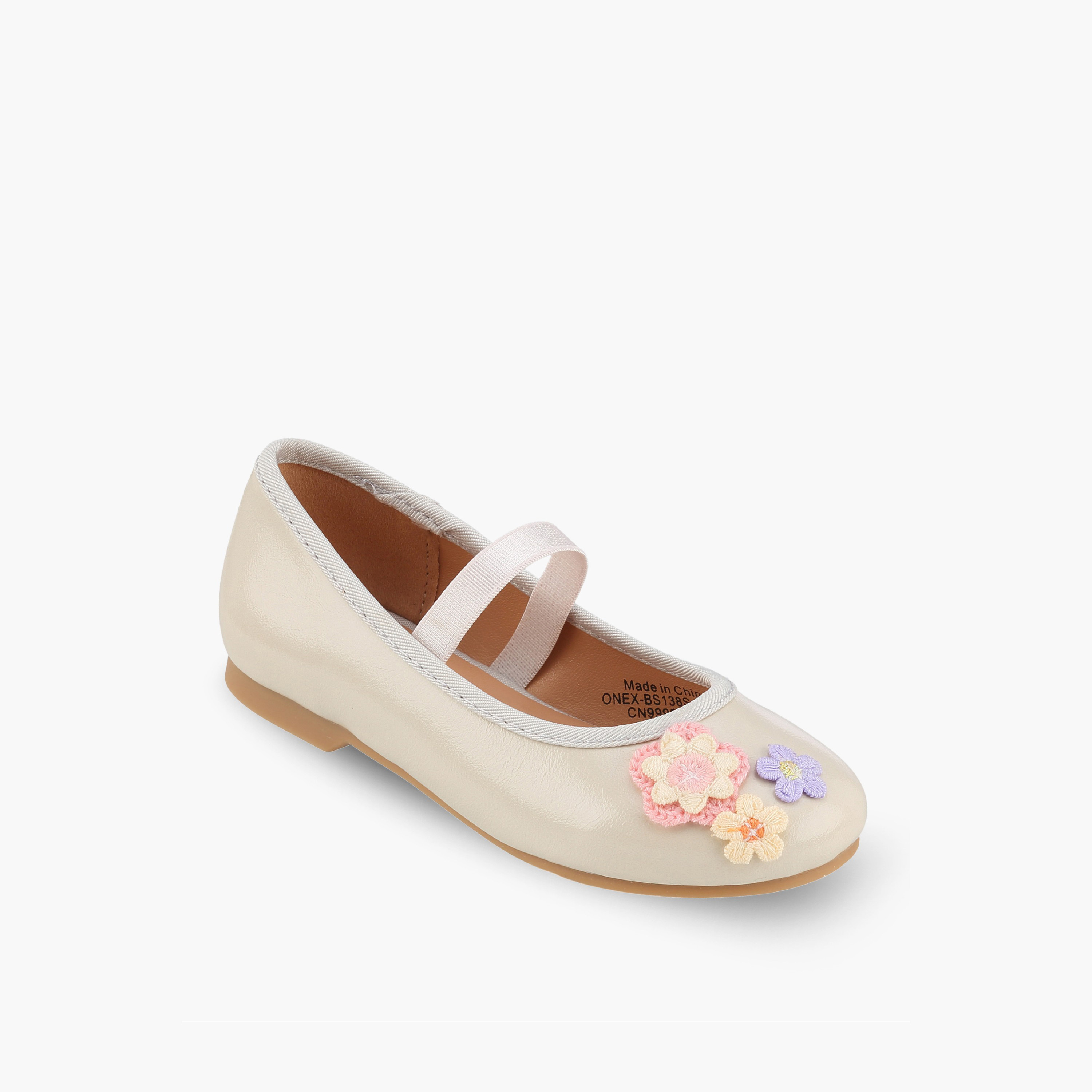 Juniors Girls Floral Applique Ballerina Shoes-girls-shoes-ballerinas-image-2