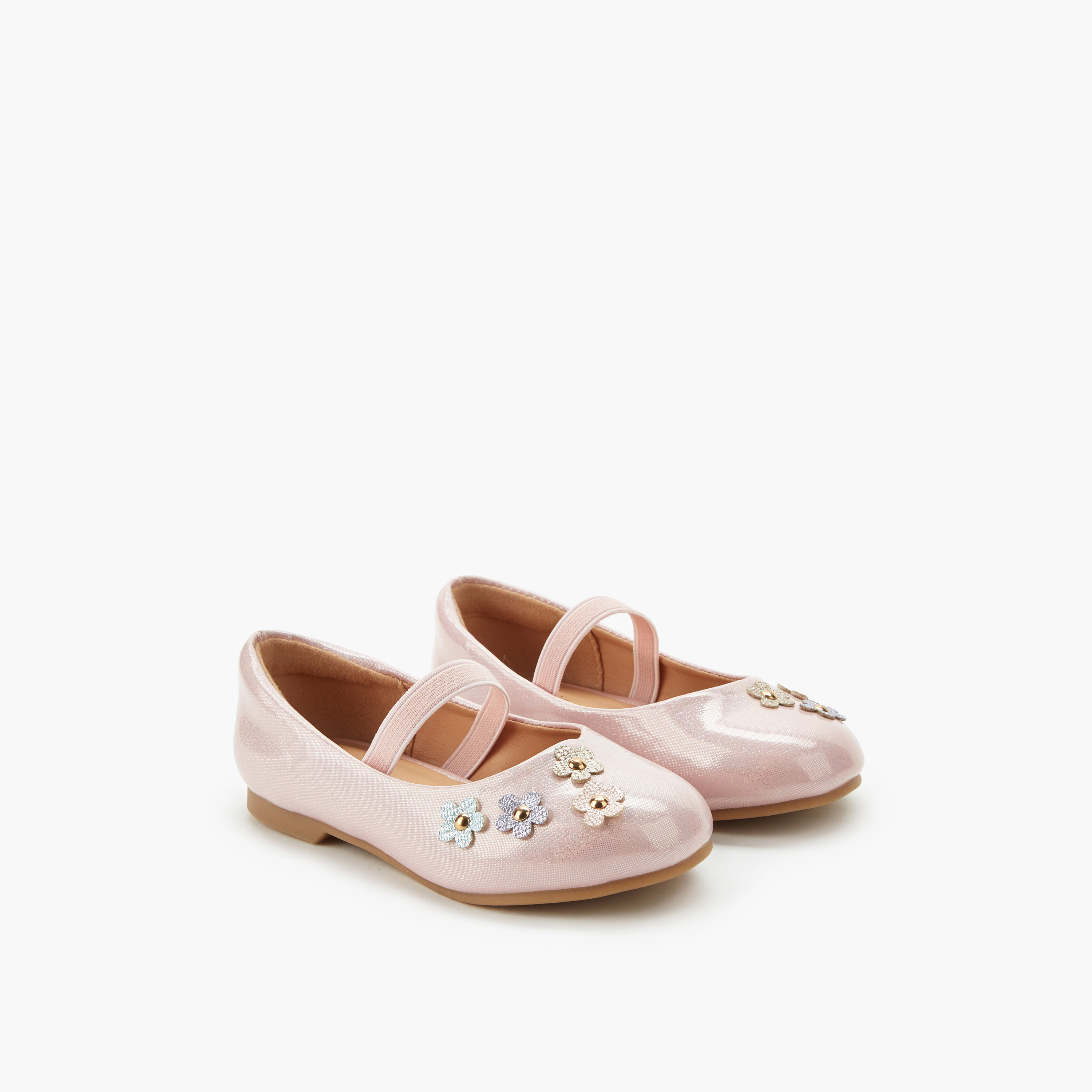 حذاء باليرينا بتزيينات زهرية للبنات من جونيورز-girls-shoes-ballerinas-image-1