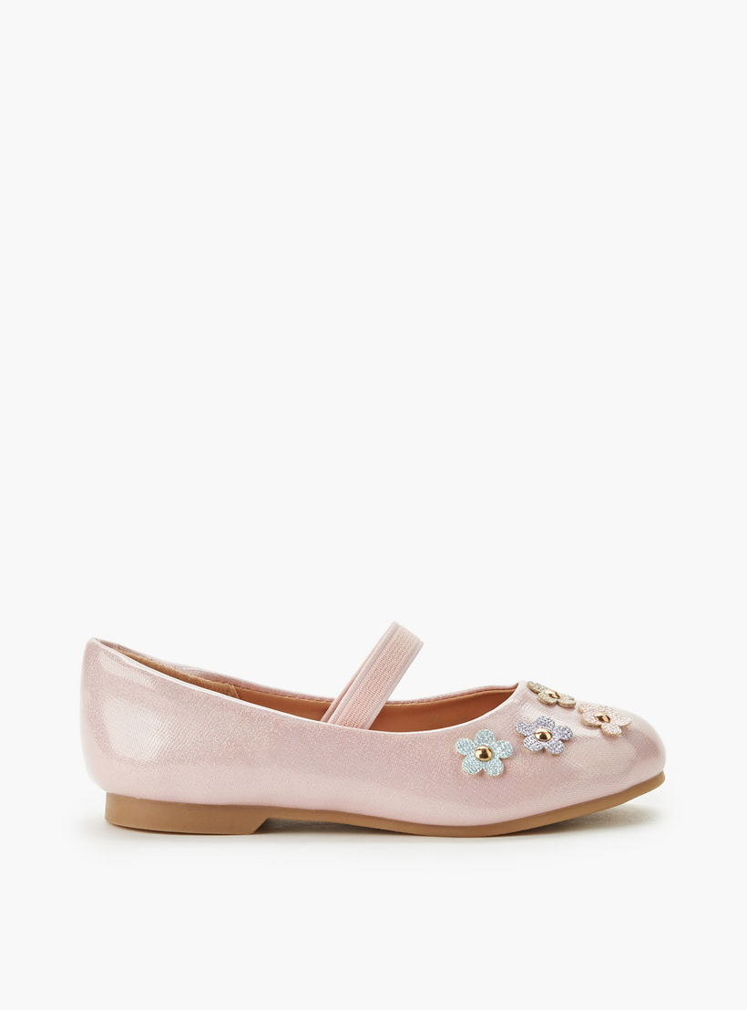 حذاء باليرينا بتزيينات زهرية للبنات من جونيورز-girls-shoes-ballerinas-image-3