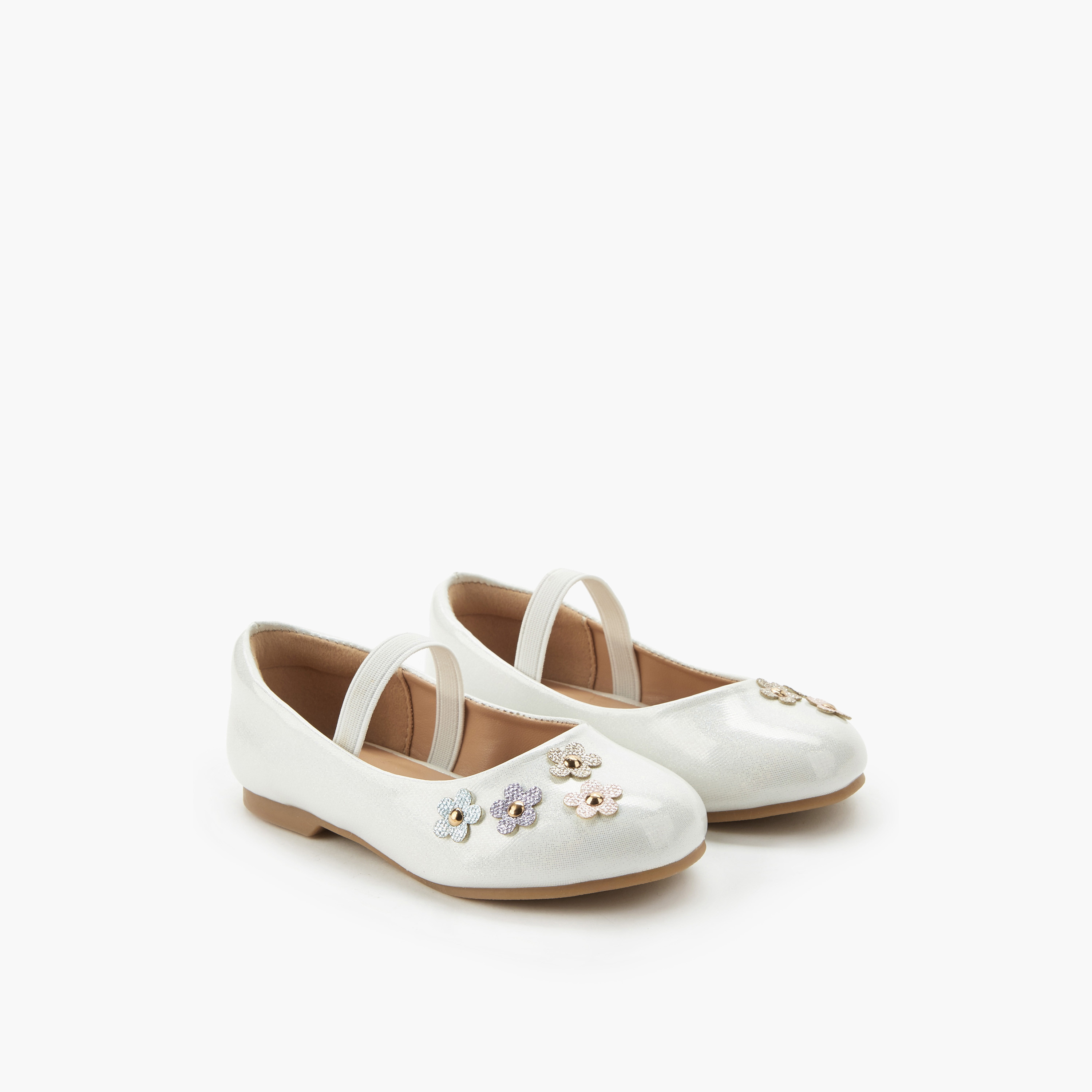 حذاء باليرينا بتزيينات زهرية للبنات من جونيورز-girls-shoes-ballerinas-image-1