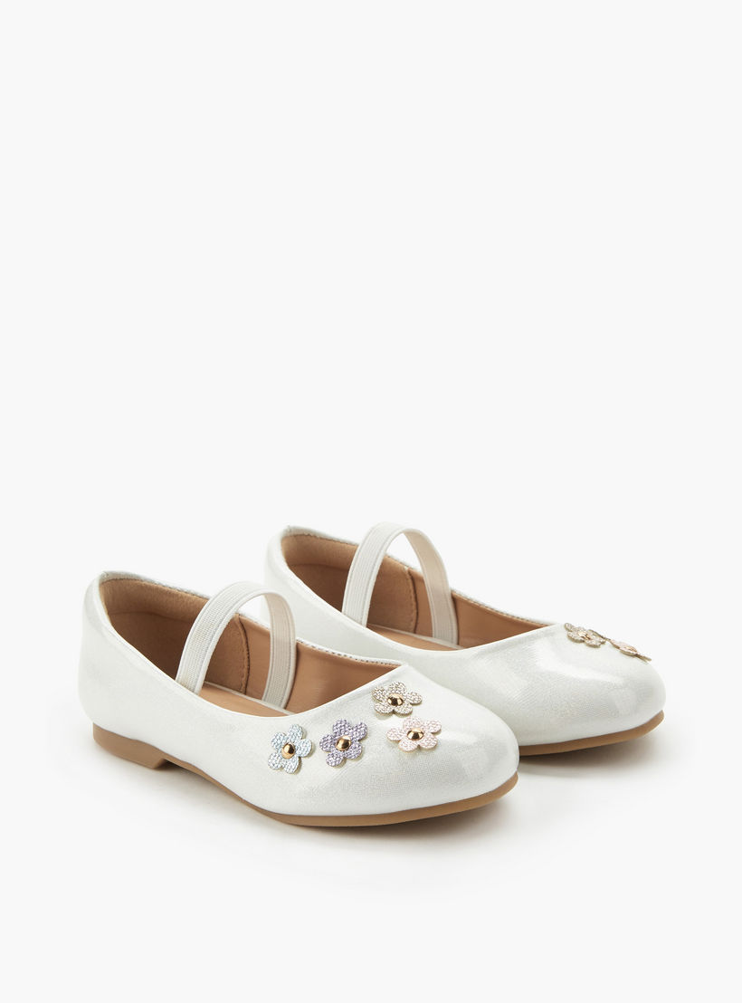 حذاء باليرينا بتزيينات زهرية للبنات من جونيورز-girls-shoes-ballerinas-image-1