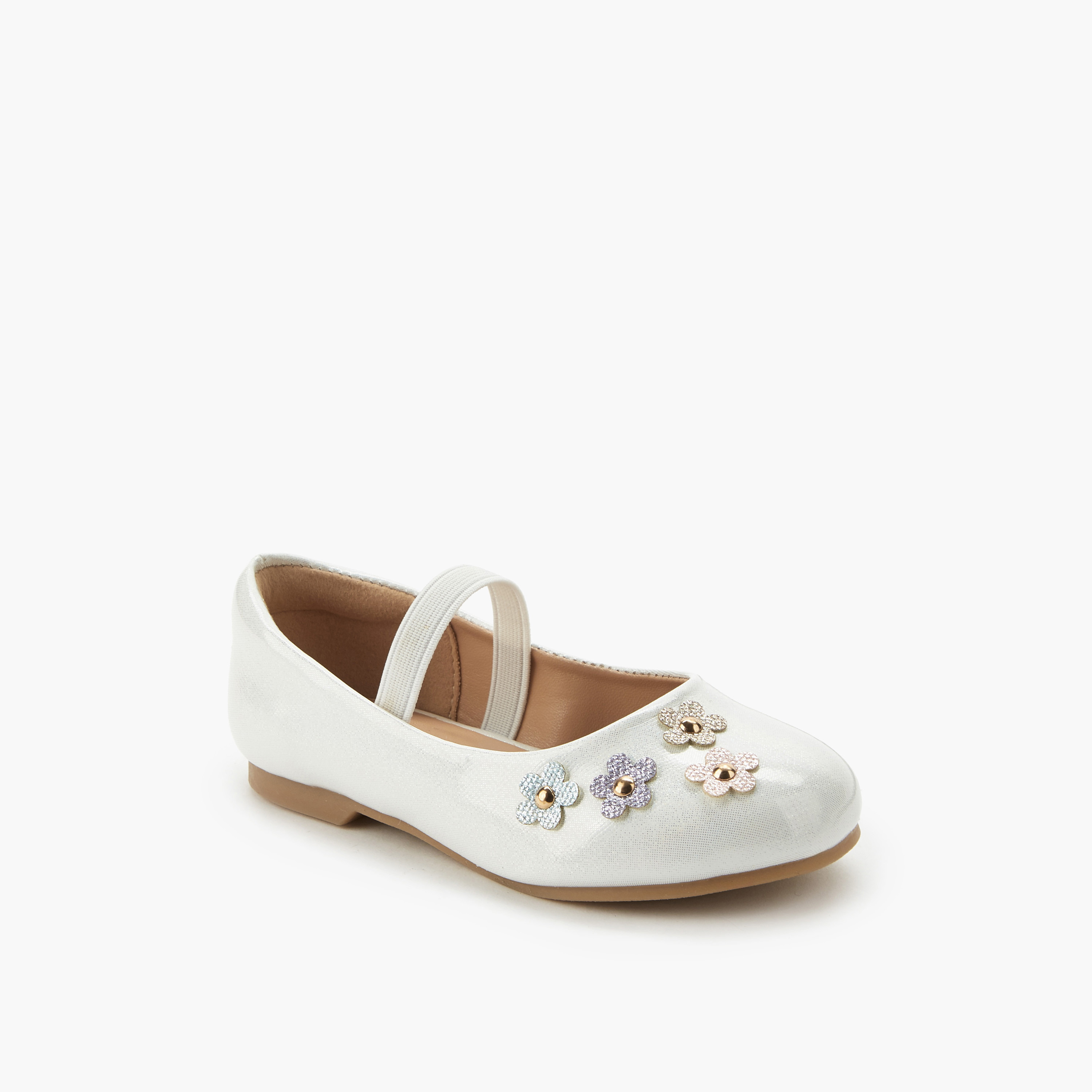 حذاء باليرينا بتزيينات زهرية للبنات من جونيورز-girls-shoes-ballerinas-image-2