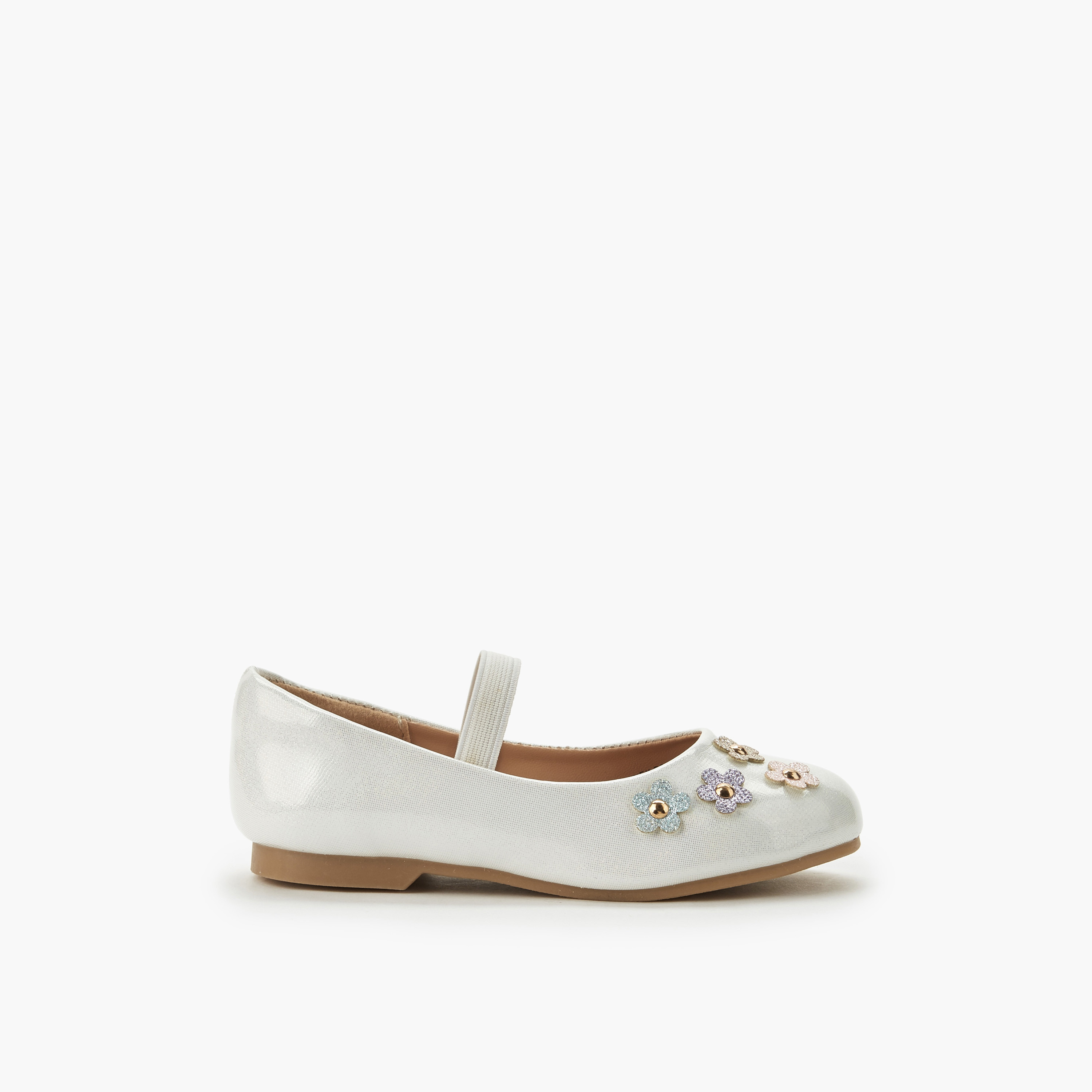 حذاء باليرينا بتزيينات زهرية للبنات من جونيورز-girls-shoes-ballerinas-image-3