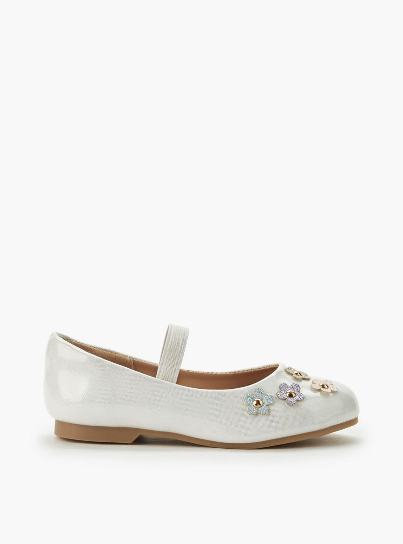 حذاء باليرينا بتزيينات زهرية للبنات من جونيورز-girls-shoes-ballerinas-image-3