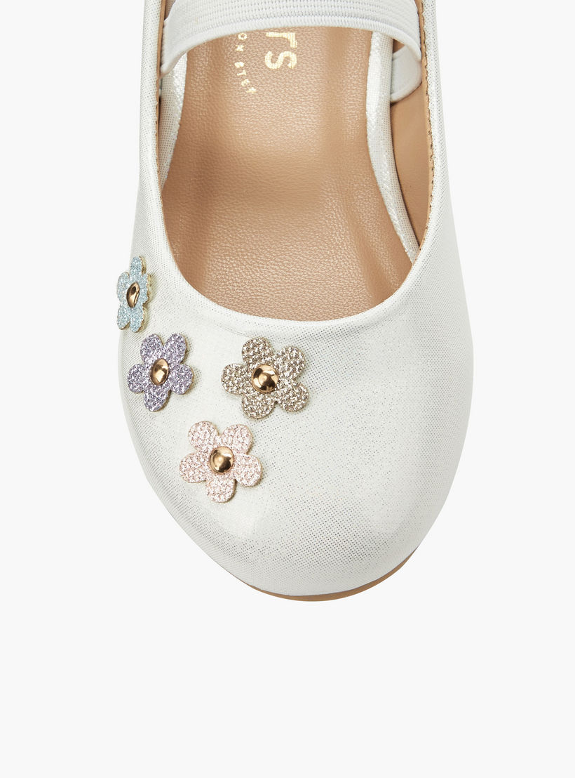 حذاء باليرينا بتزيينات زهرية للبنات من جونيورز-girls-shoes-ballerinas-image-5
