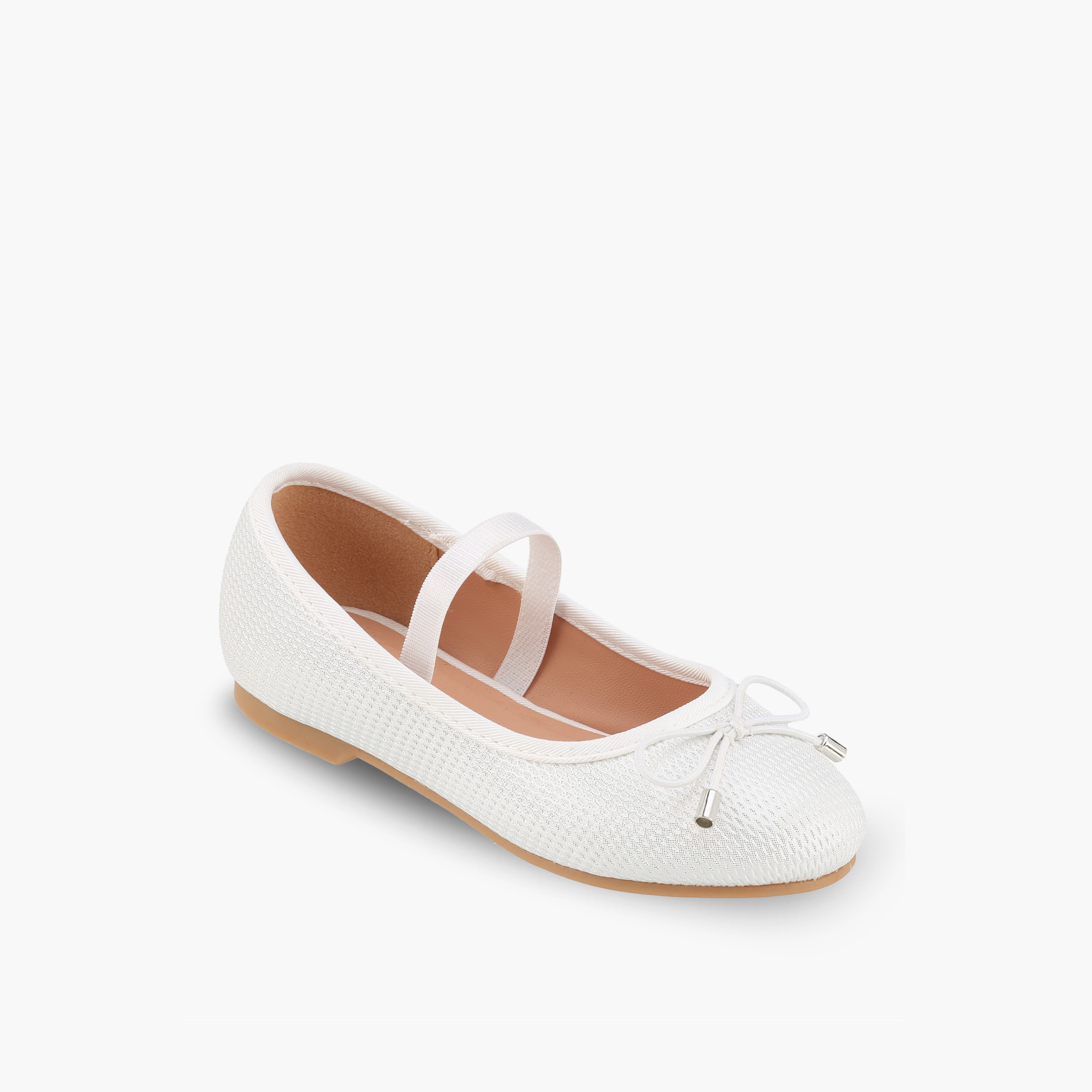 Juniors Girls Textured Ballerina with Bow Accent-girls-shoes-ballerinas-image-2