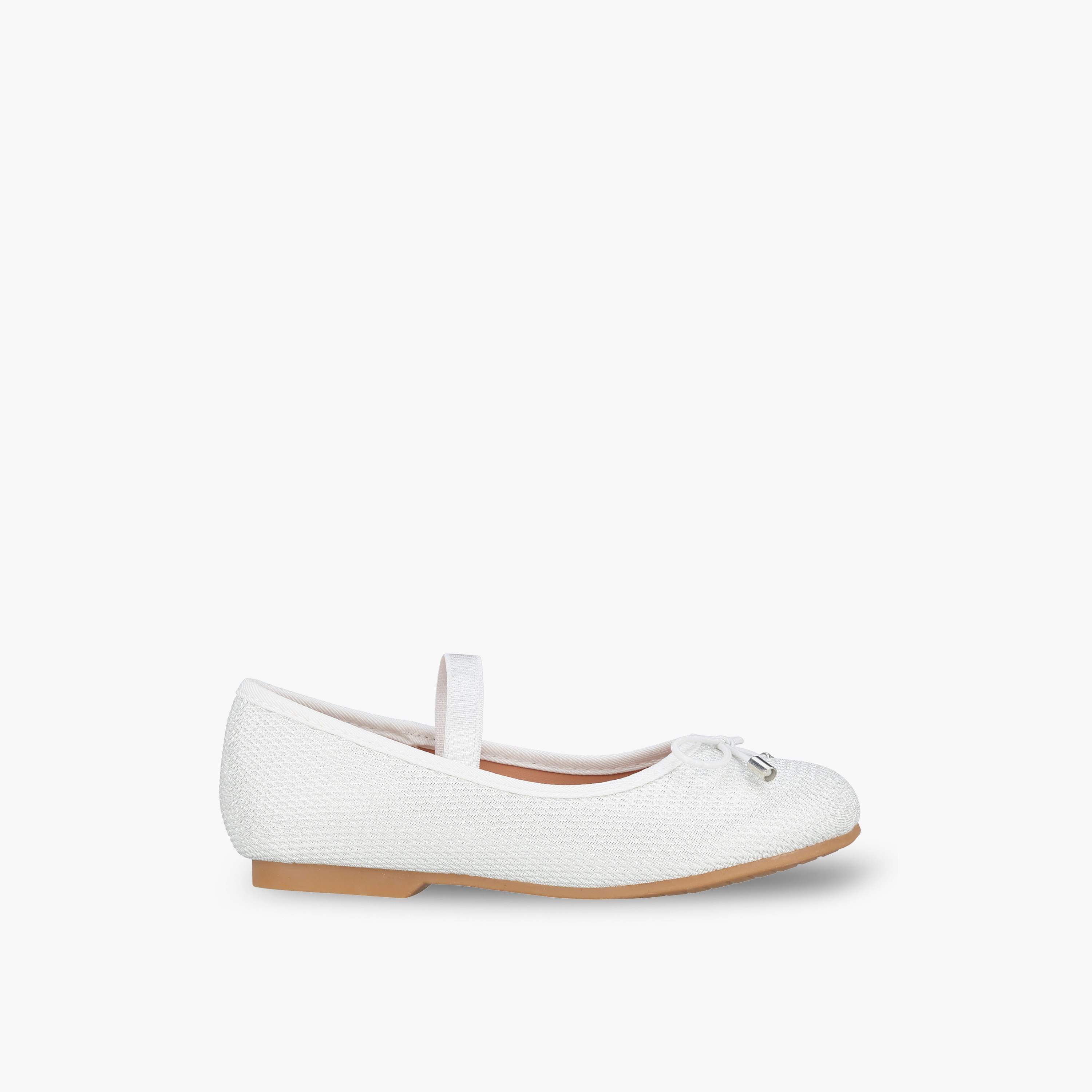 Juniors Girls Textured Ballerina with Bow Accent-girls-shoes-ballerinas-image-3