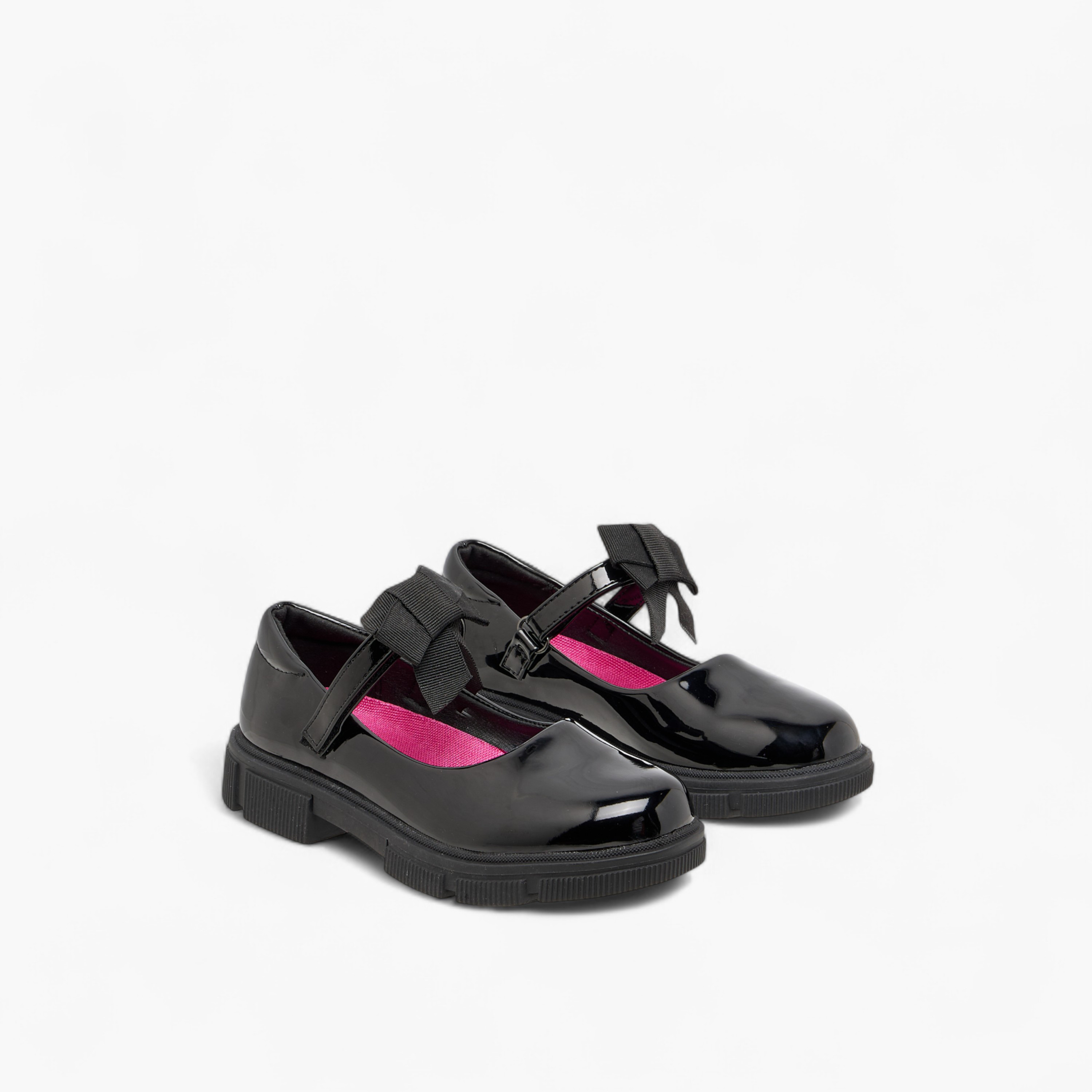 Juniors Bow Applique Mary Jane School Shoes with Hook and Loop Closure-girls-shoes-schoolshoes-image-1