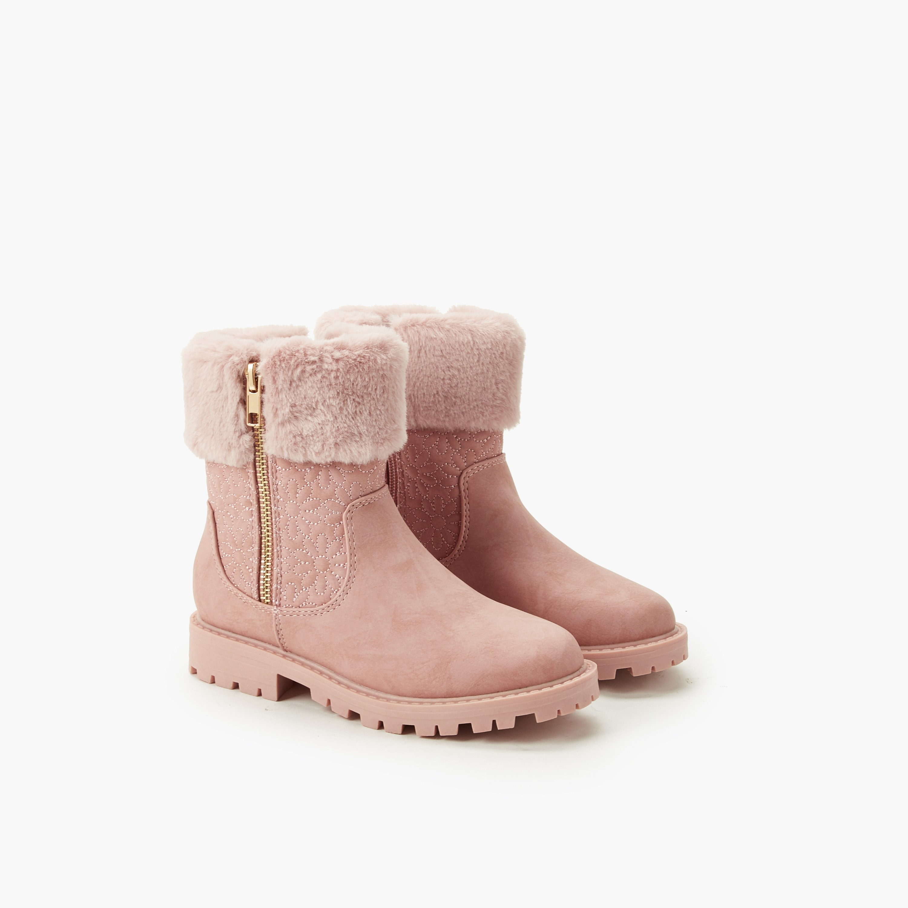 Little Missy Girls Faux Fur Ankle Boots-girls-shoes-boots-image-1