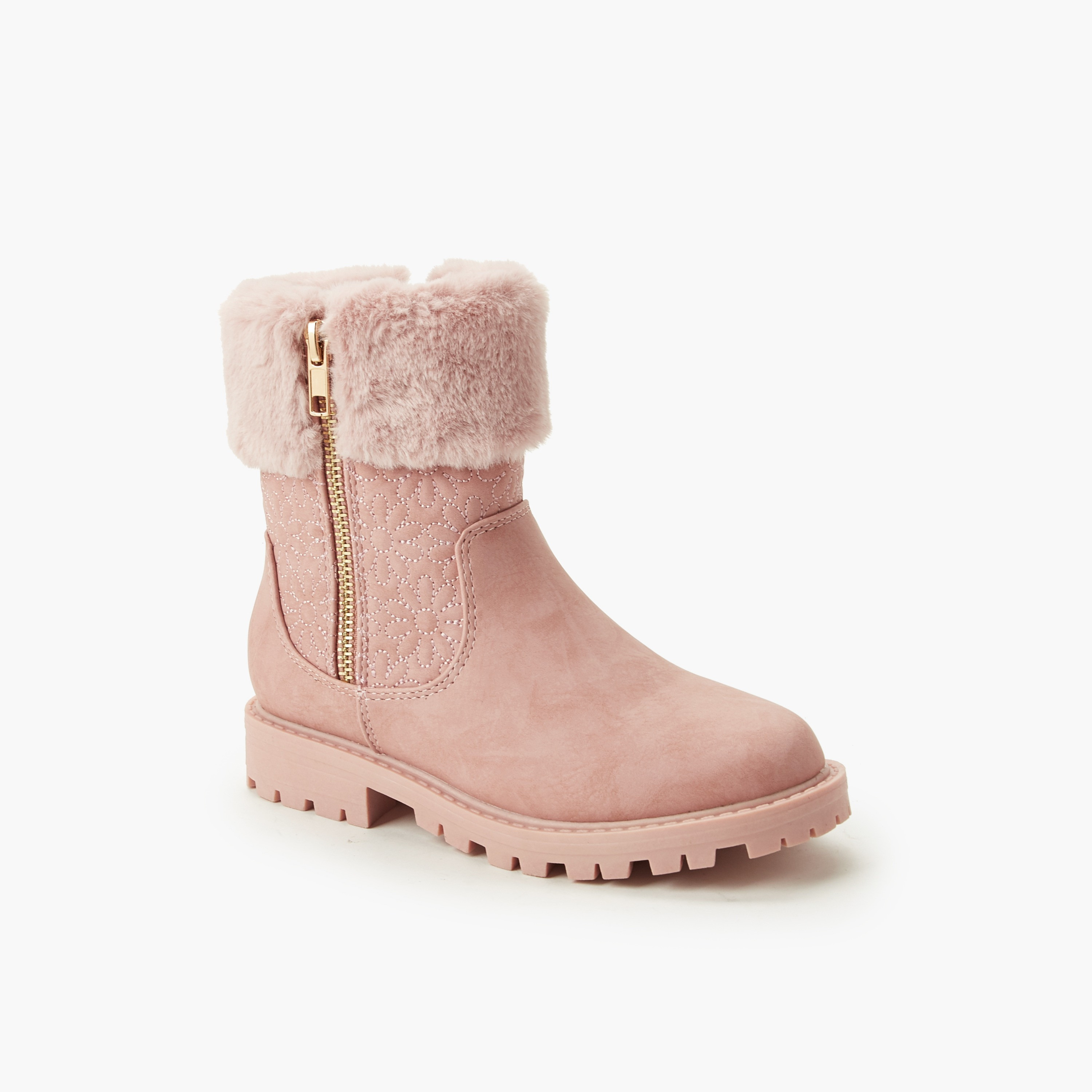 Little Missy Girls Faux Fur Ankle Boots-girls-shoes-boots-image-2