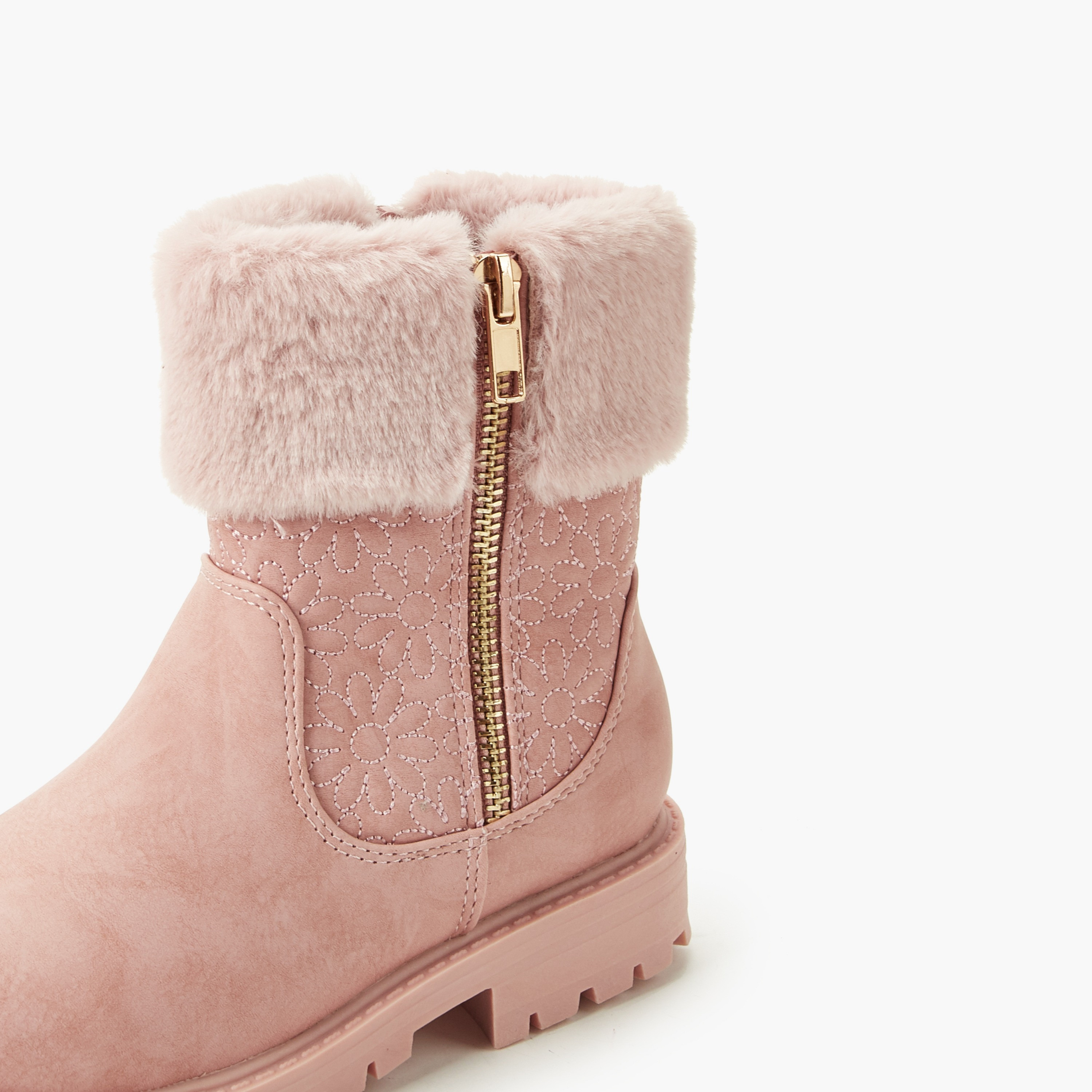 Little Missy Girls Faux Fur Ankle Boots-girls-shoes-boots-image-4