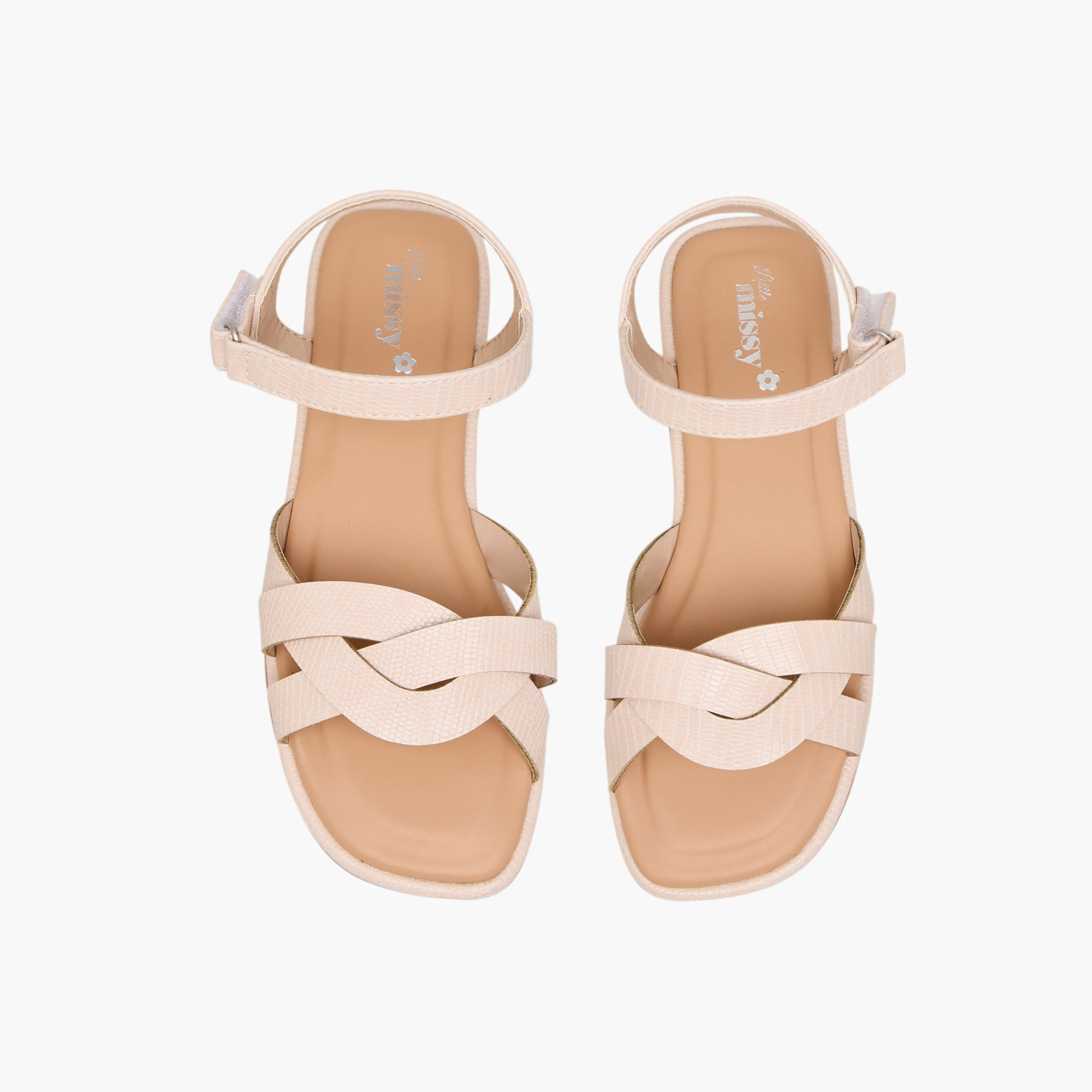 Little Missy Strap Detail Sandals with Hook and Loop Closure-girls-shoes-sandals-image-1