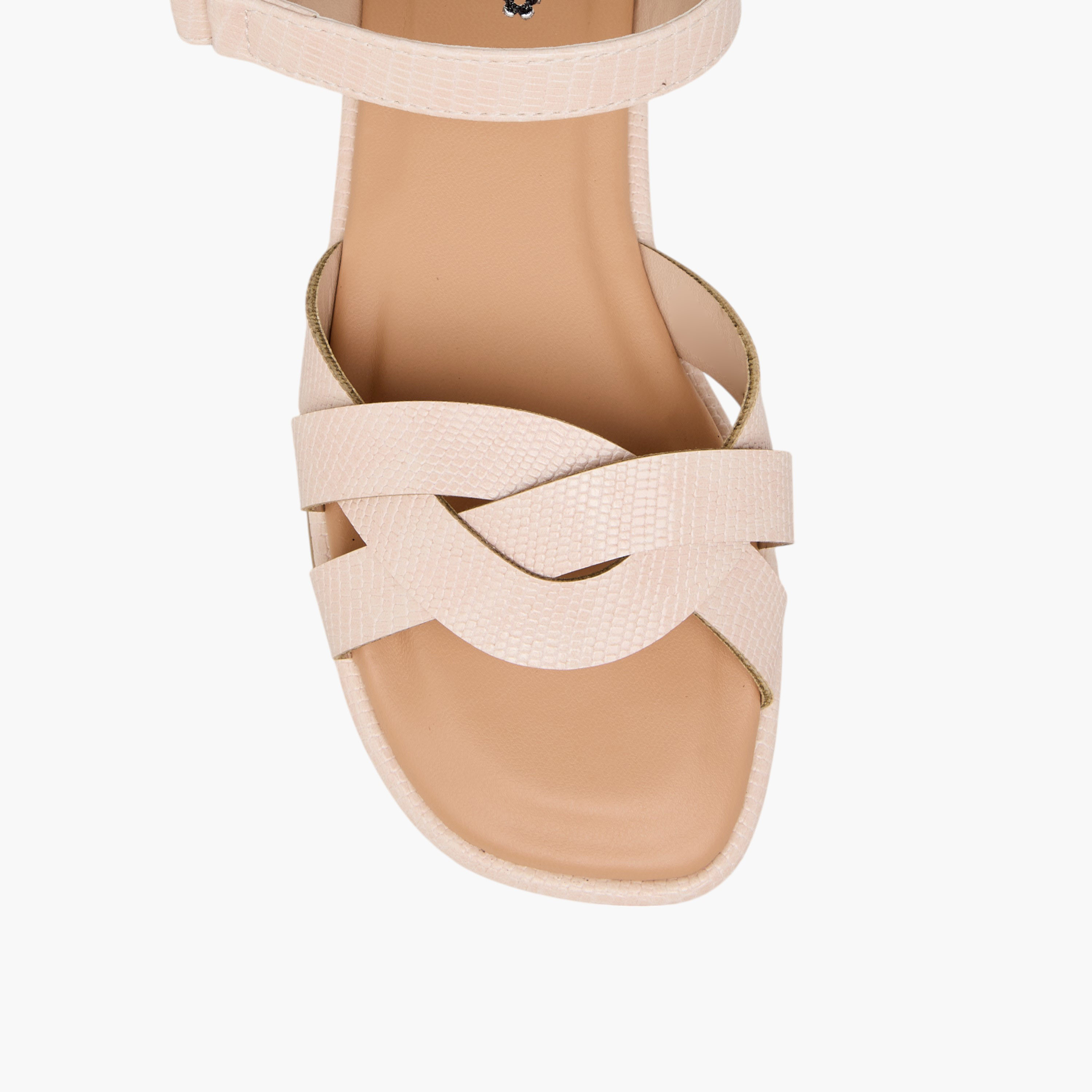 Little Missy Strap Detail Sandals with Hook and Loop Closure-girls-shoes-sandals-image-3