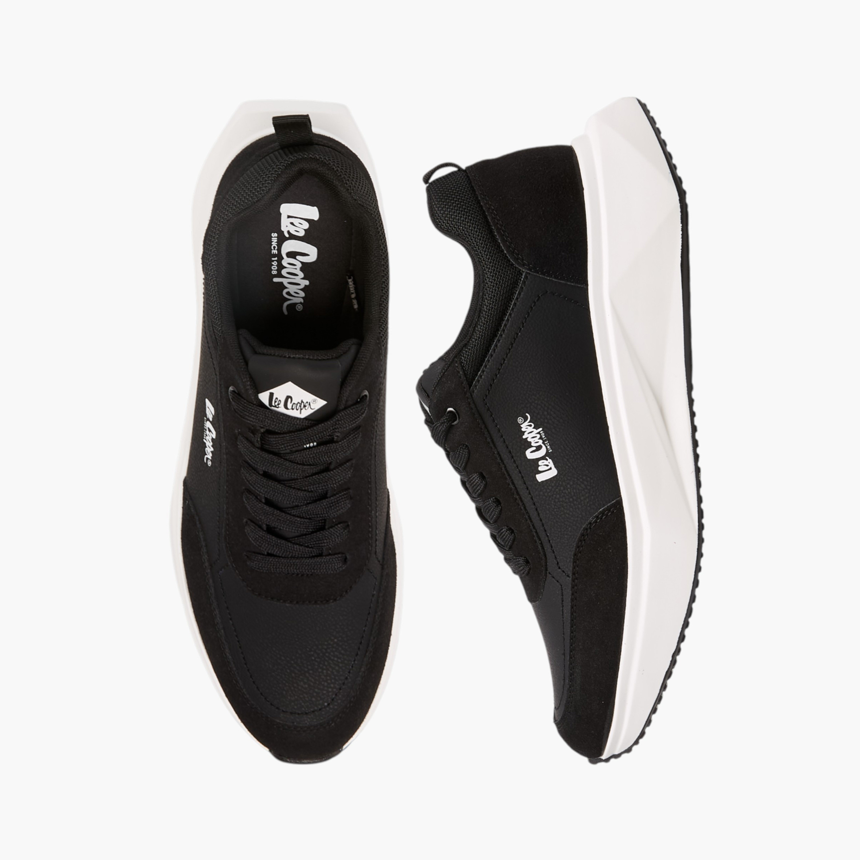 Lee Cooper Men's Panelled Lace-Up Sneakers with Pull Tabs-men-shoes-sneakers-image-1