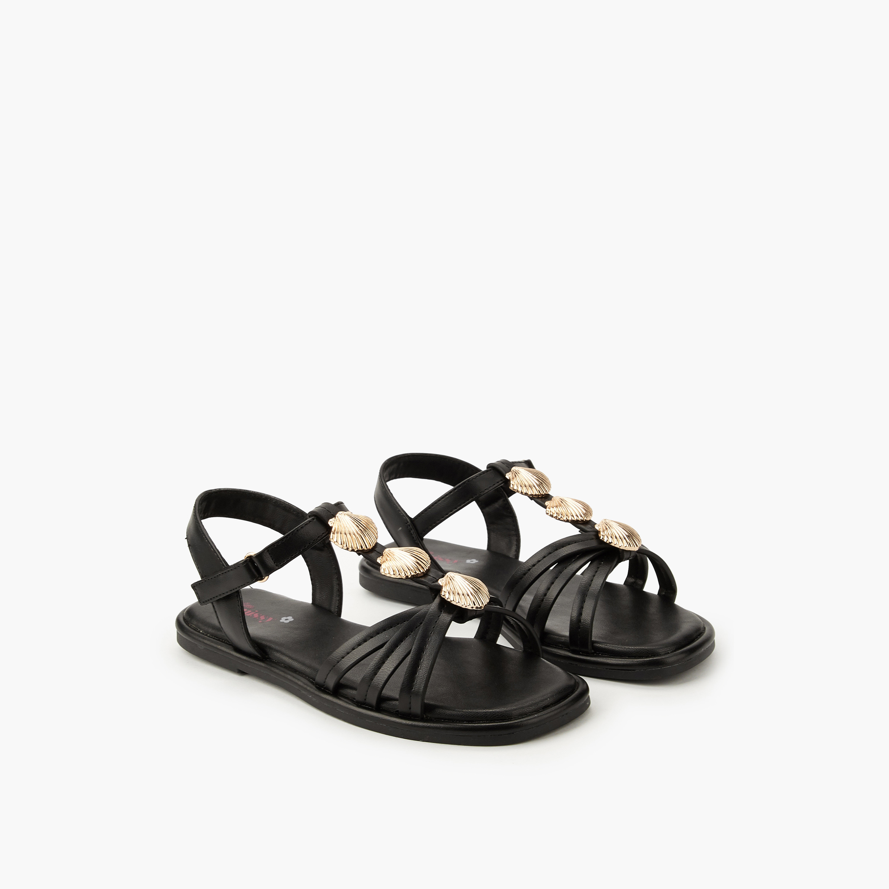 Little Missy Girls Shell Embellished Sandals-girls-shoes-sandals-image-1