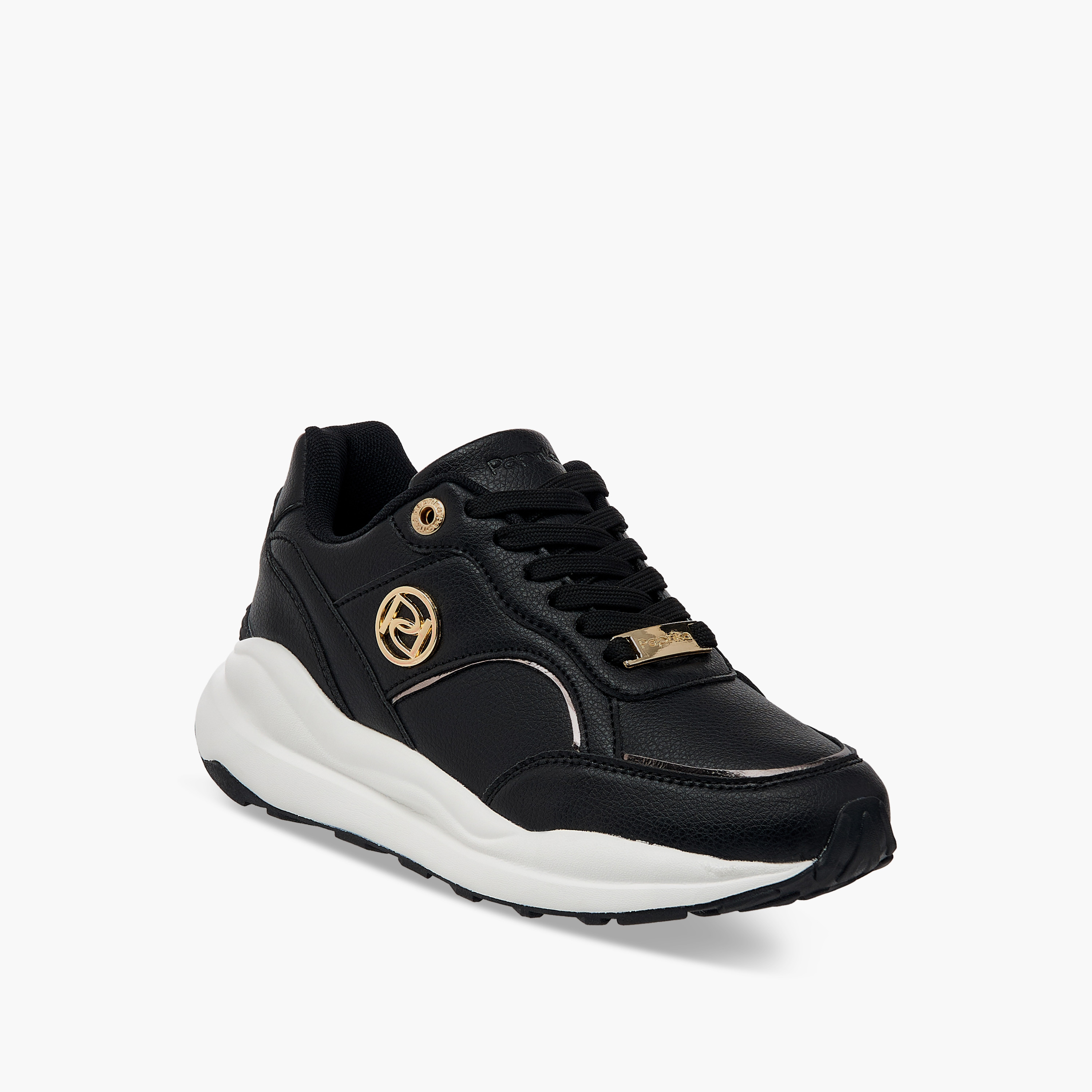 Paprika Panelled Sneakers with Metal Accent and Lace-Up Closure-women-shoes-sneakers-image-2