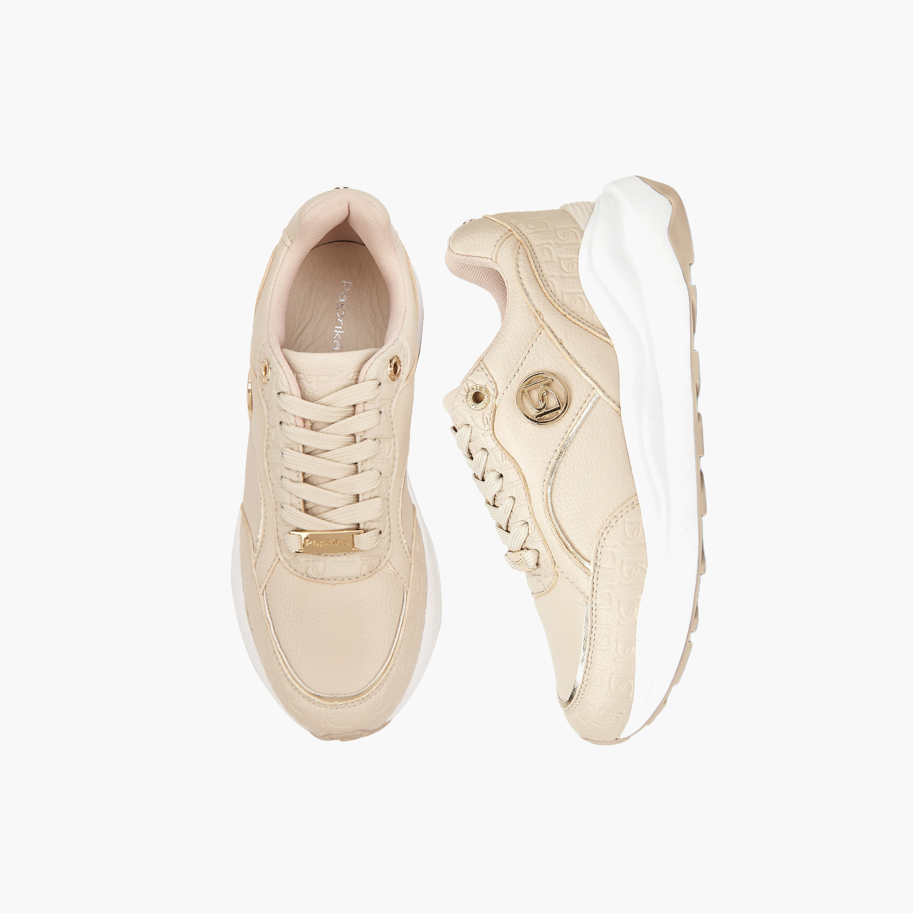 Paprika Textured Lace-Up Sneakers-women-shoes-sneakers-image-1