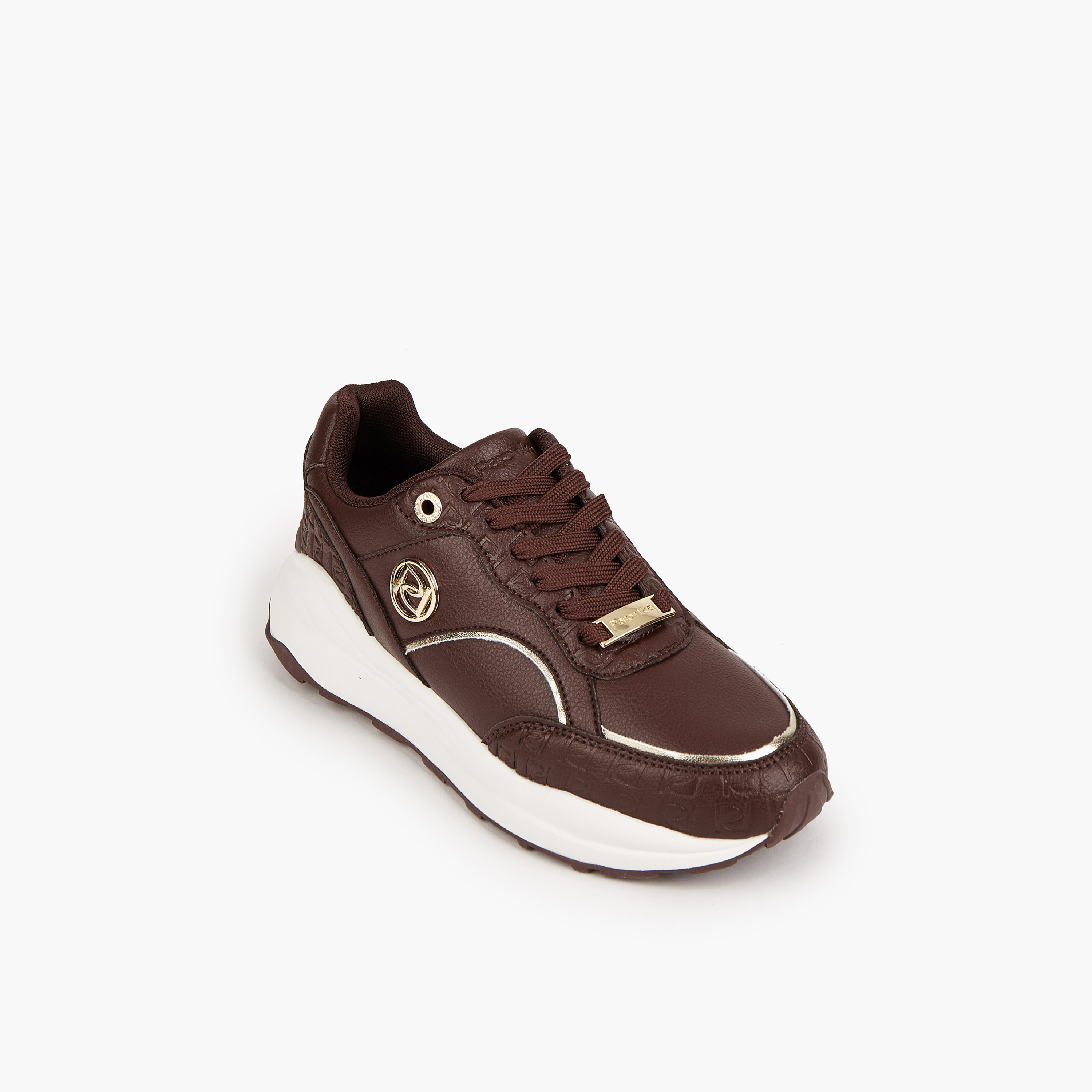 Paprika Textured Lace-Up Sneakers-women-shoes-sneakers-image-3
