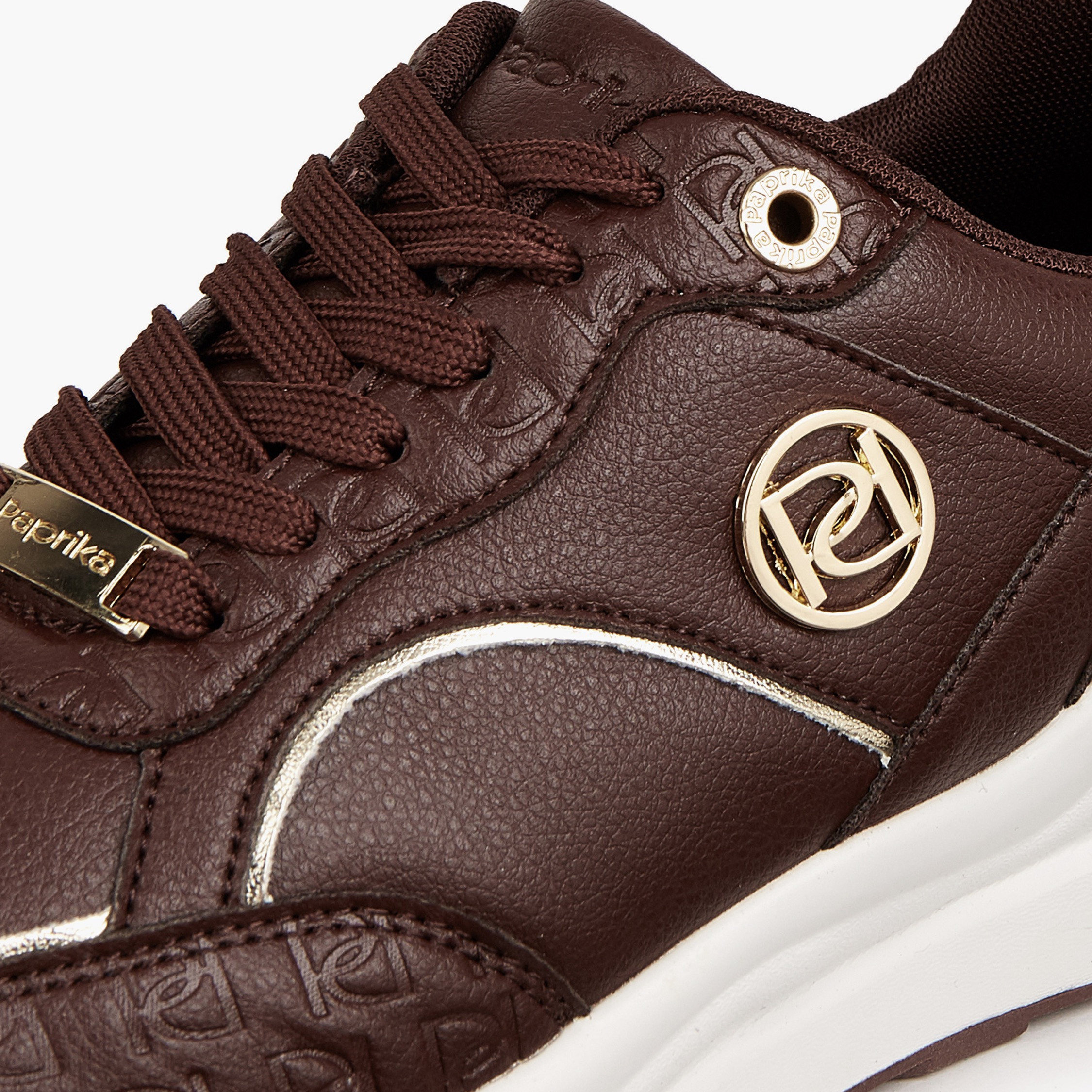Paprika Textured Lace-Up Sneakers-women-shoes-sneakers-image-5