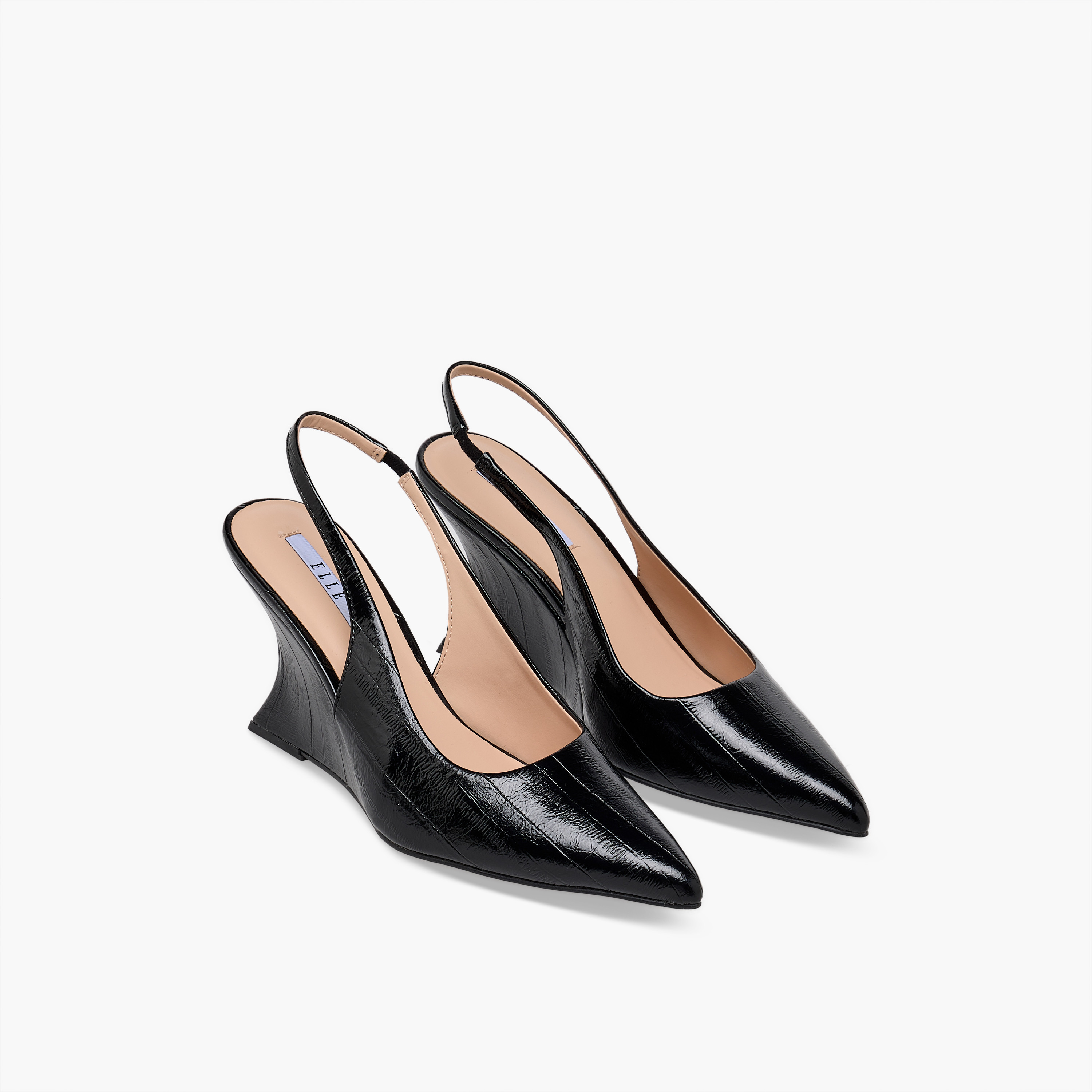 Elle Women Textured Wedge Heel Slingback Shoes-women-shoes-heels-image-1
