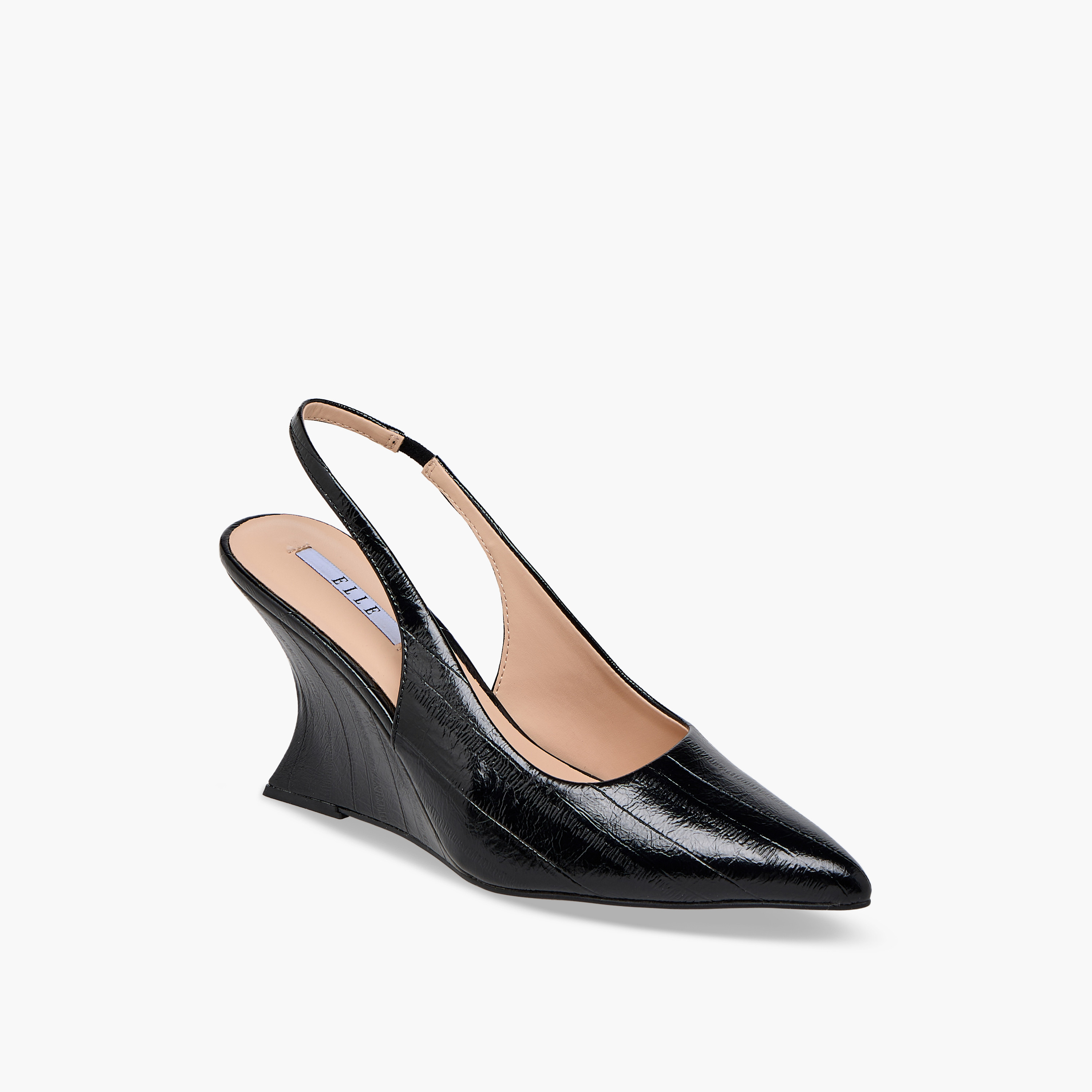 Elle Women Textured Wedge Heel Slingback Shoes-women-shoes-heels-image-2