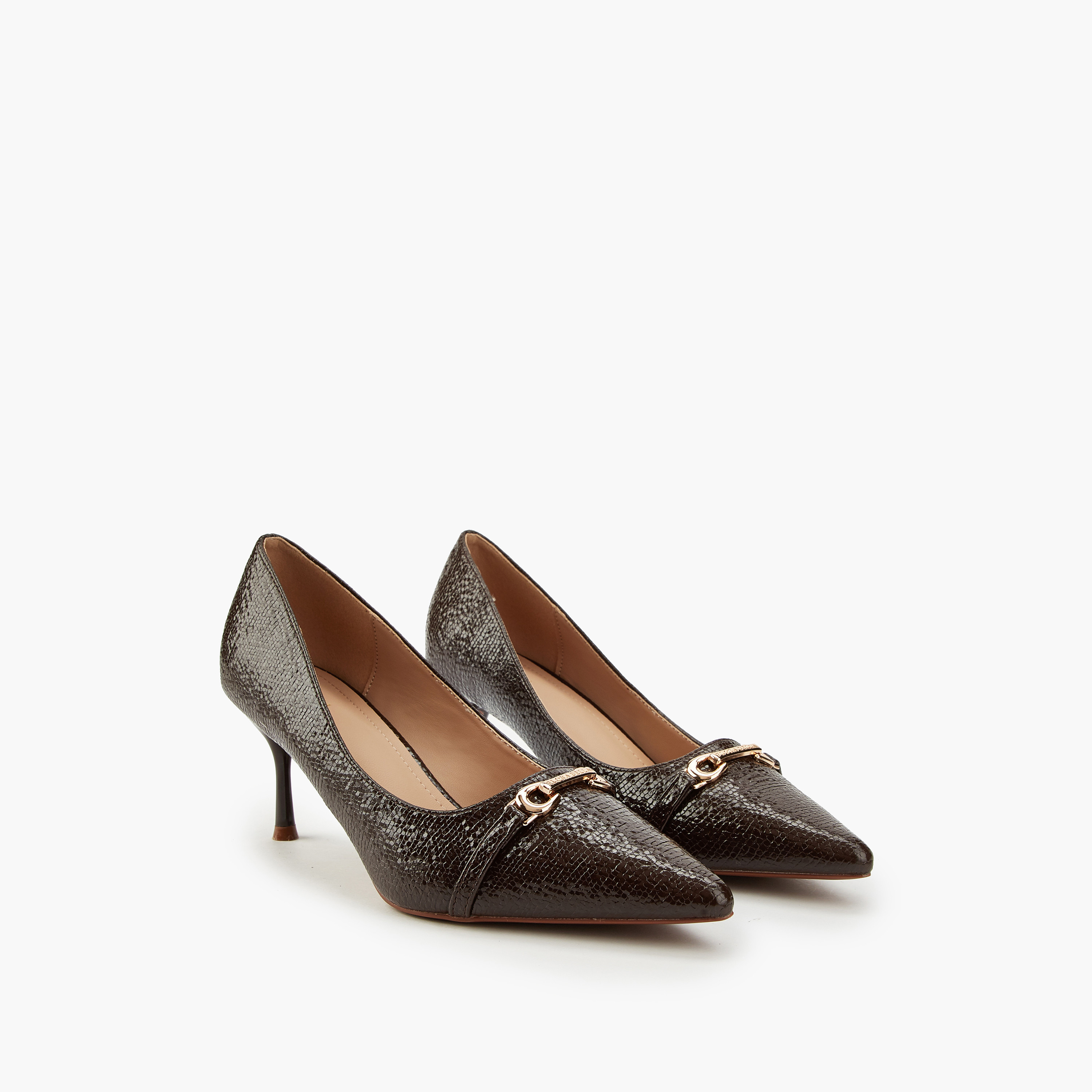 Flora Bella Textured Slip-On Pumps with Stiletto Heels-women-shoes-heels-image-1