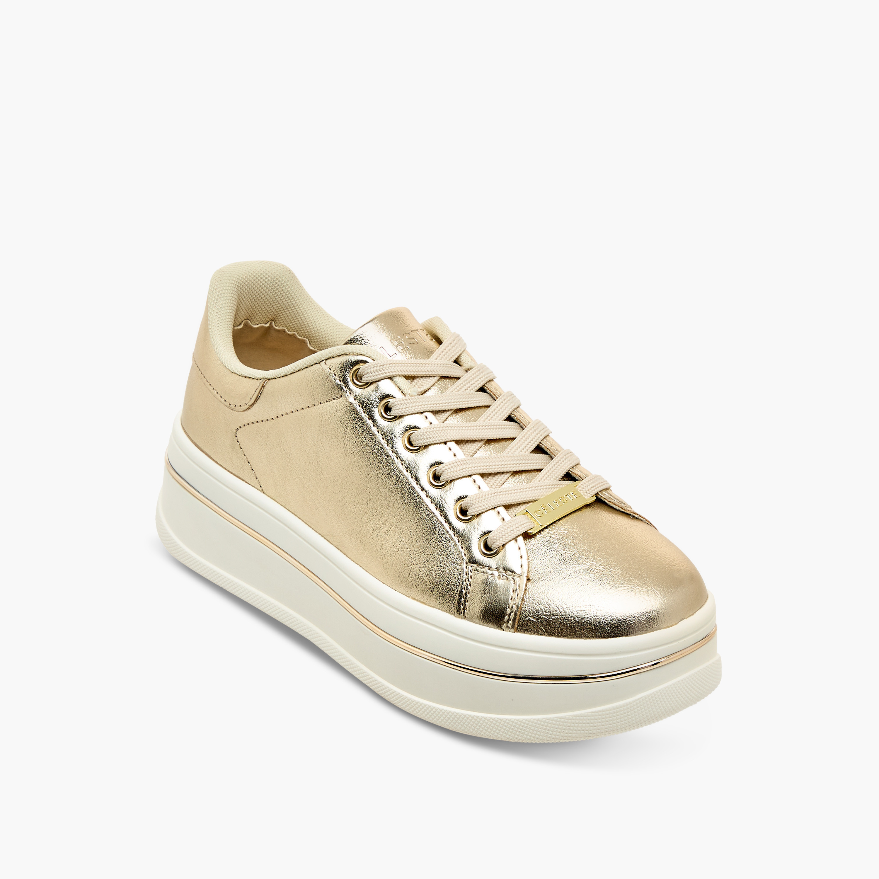 Celeste Women's Metallic Ankle Sneakers with Lace-Up Closure-women-shoes-sneakers-image-2
