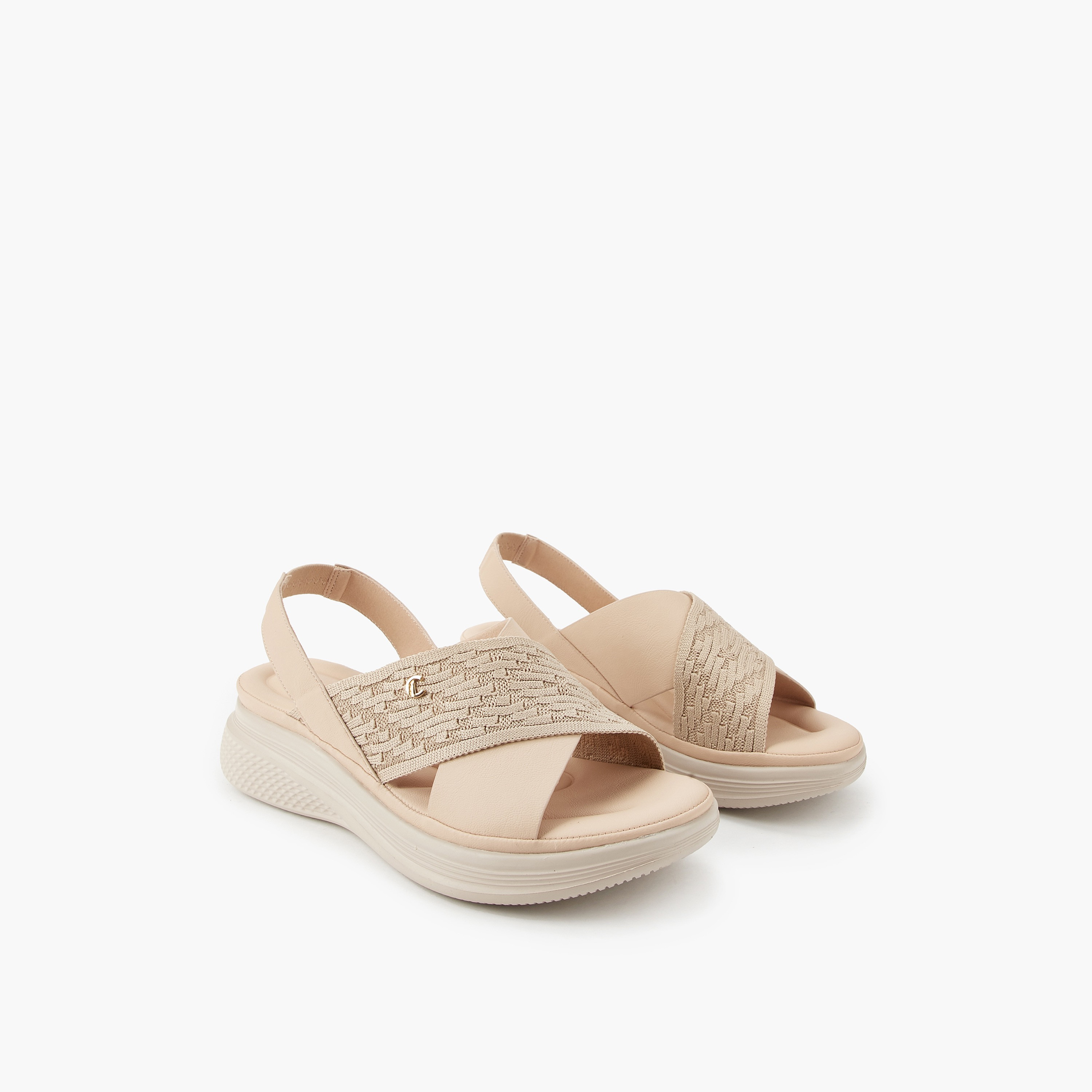 صندل بحزام متقاطع محبوك بارز الملمس للنساء من لو كونفورت-women-shoes-sandals-heeled-image-6