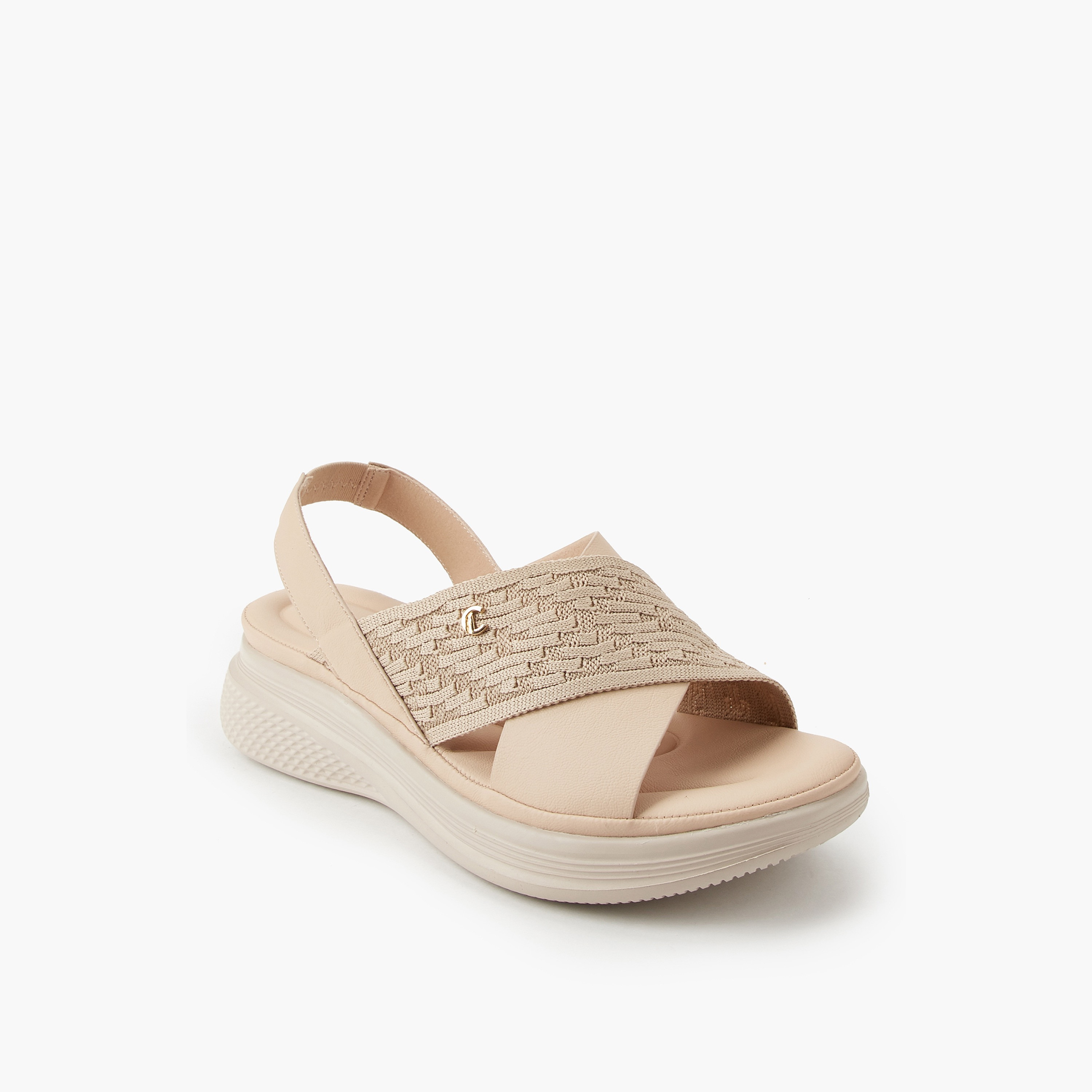 صندل بحزام متقاطع محبوك بارز الملمس للنساء من لو كونفورت-women-shoes-sandals-heeled-image-4