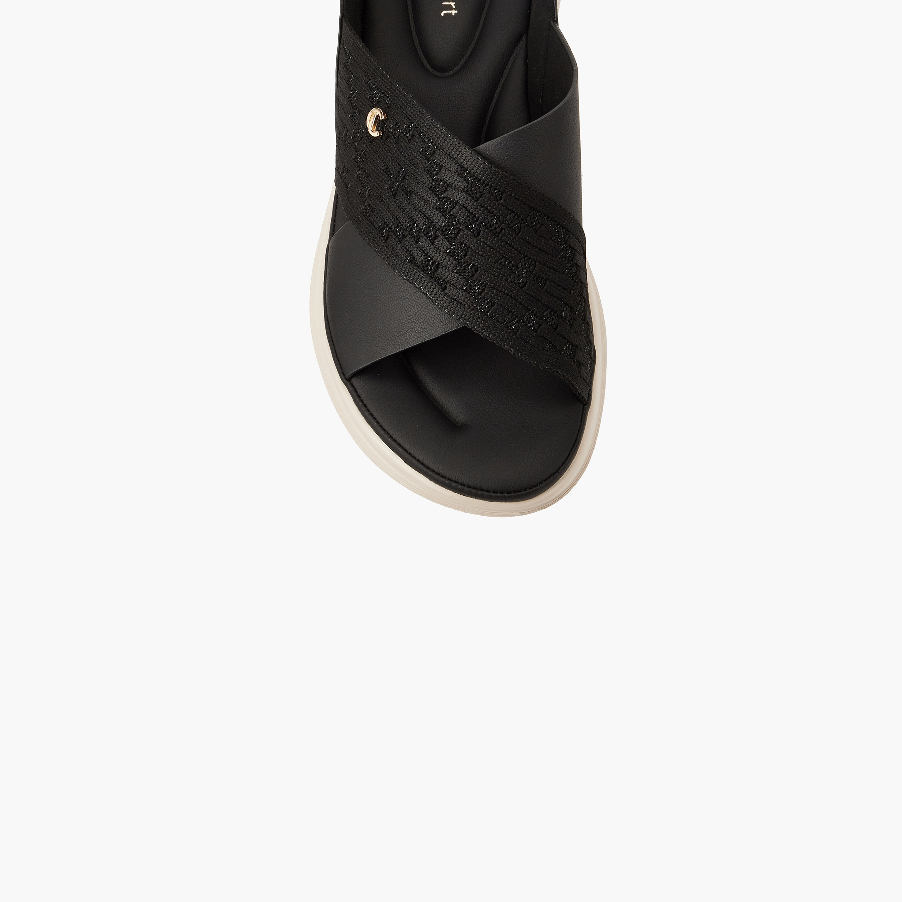 Le Confort Women Knit Textured Cross Strap Sandals-women-shoes-sandals-heeled-image-4