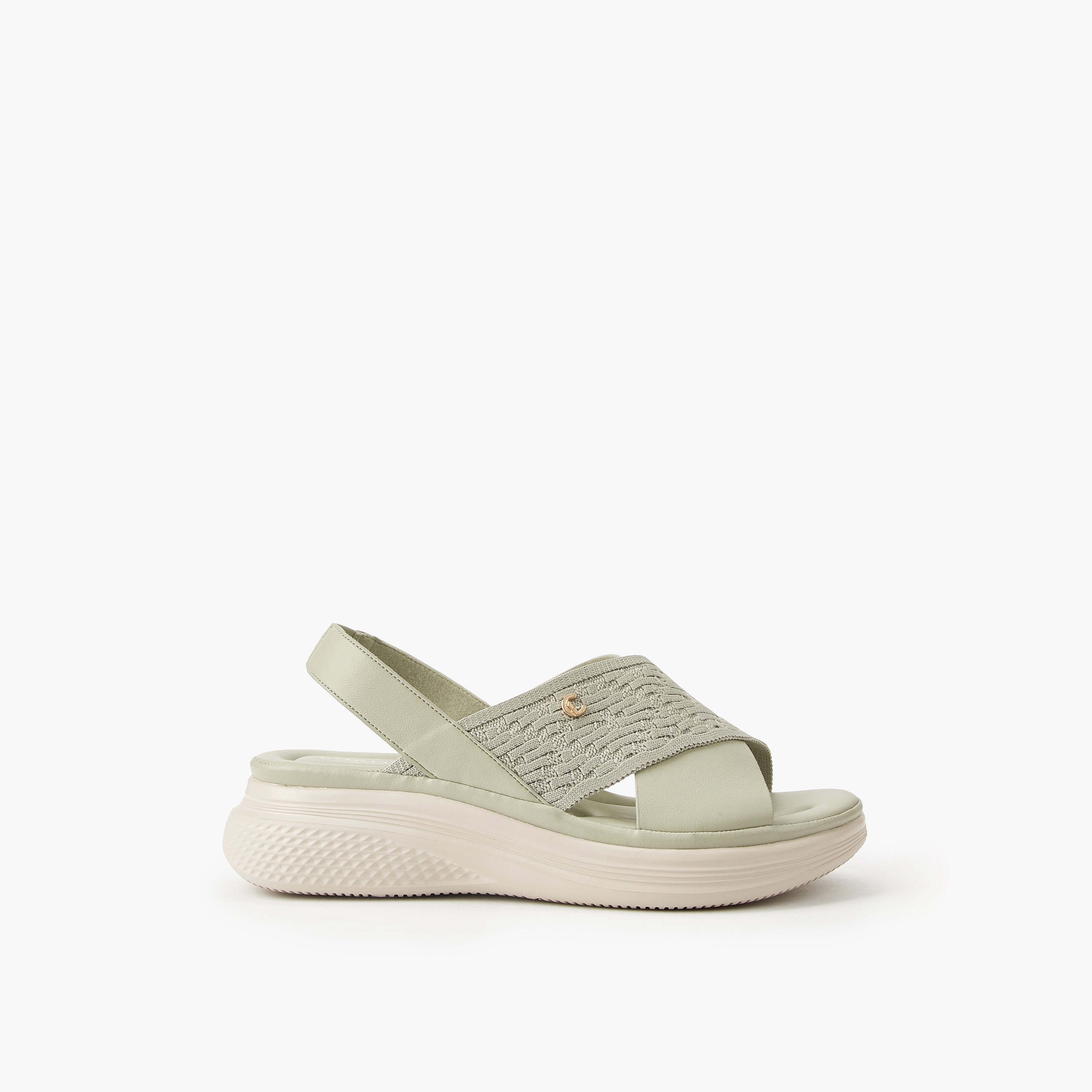 صندل بحزام متقاطع محبوك بارز الملمس للنساء من لو كونفورت-women-shoes-sandals-heeled-image-5
