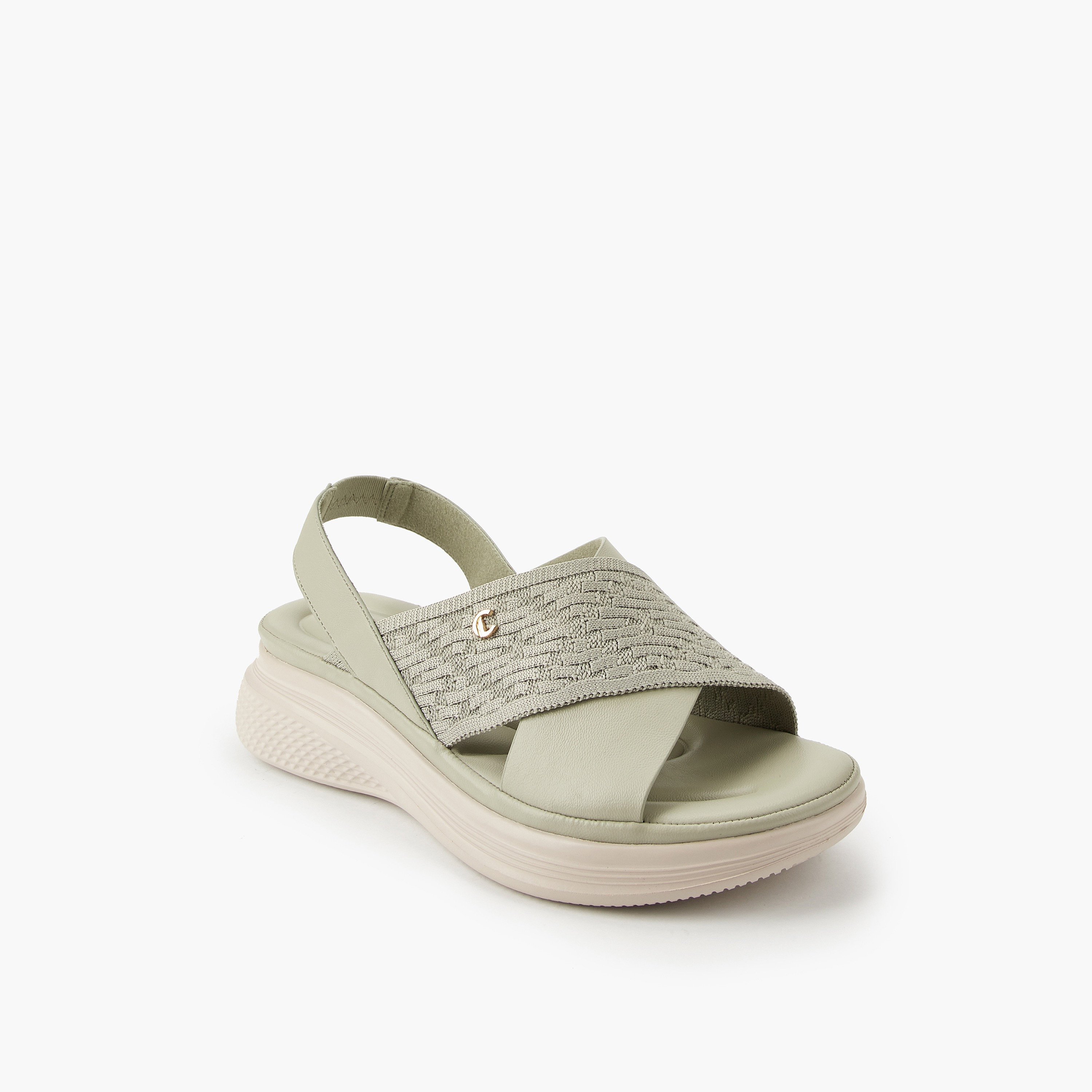 صندل بحزام متقاطع محبوك بارز الملمس للنساء من لو كونفورت-women-shoes-sandals-heeled-image-4