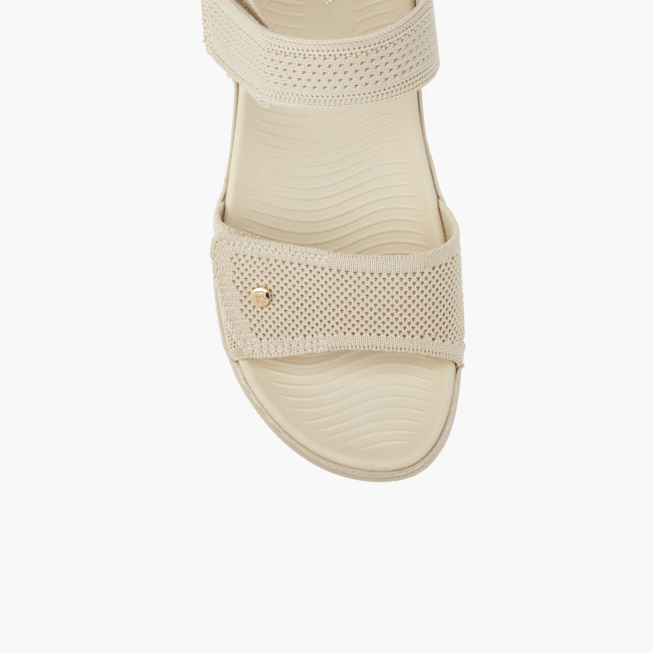Flora Bella Textured Open Toe Sandals with Hook and Loop Closure-women-shoes-flats-sandals-image-4
