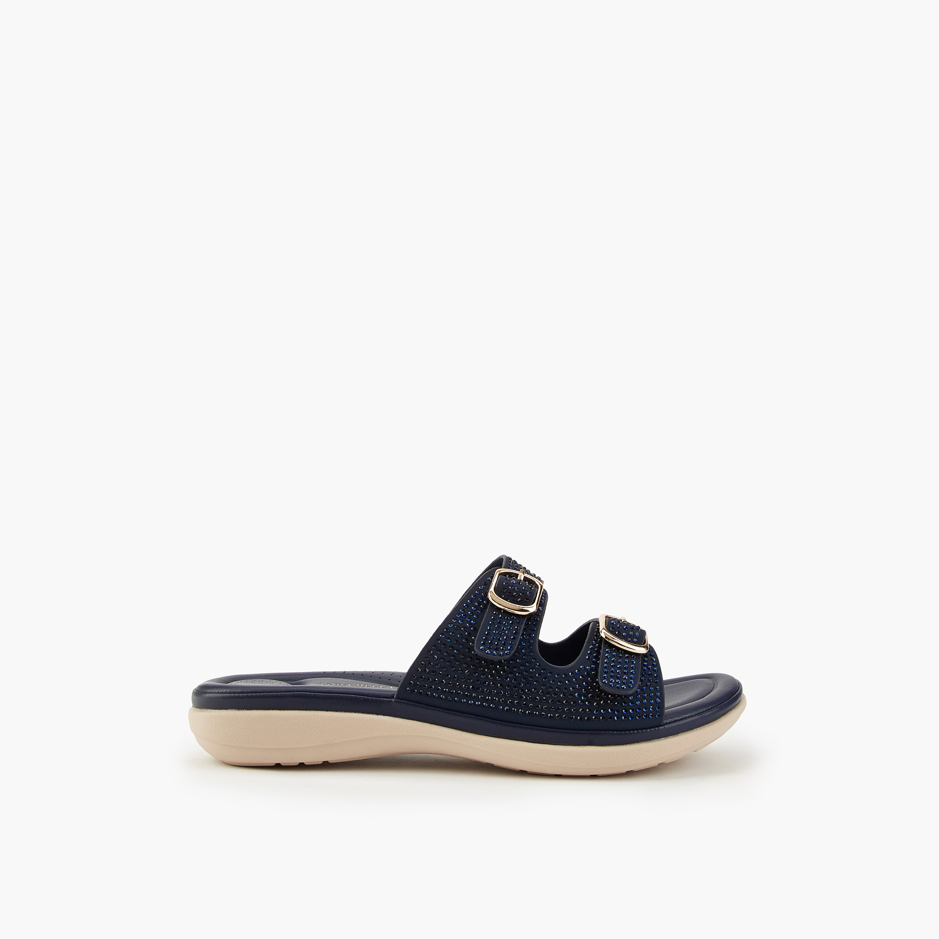 Flora Bella Embellished Buckle Detail Slip-On Sandals-women-shoes-flats-sandals-image-2