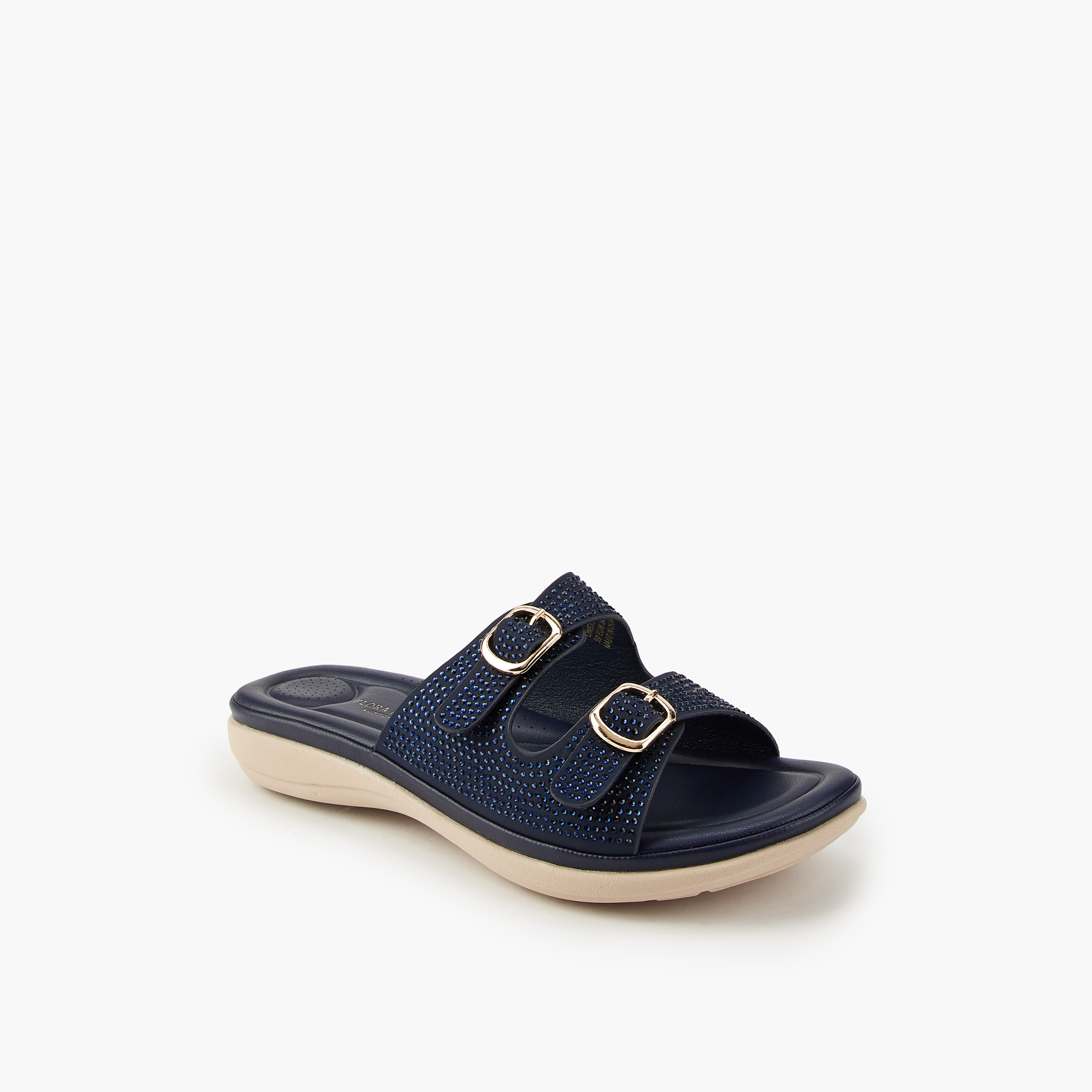Flora Bella Embellished Buckle Detail Slip-On Sandals-women-shoes-flats-sandals-image-3