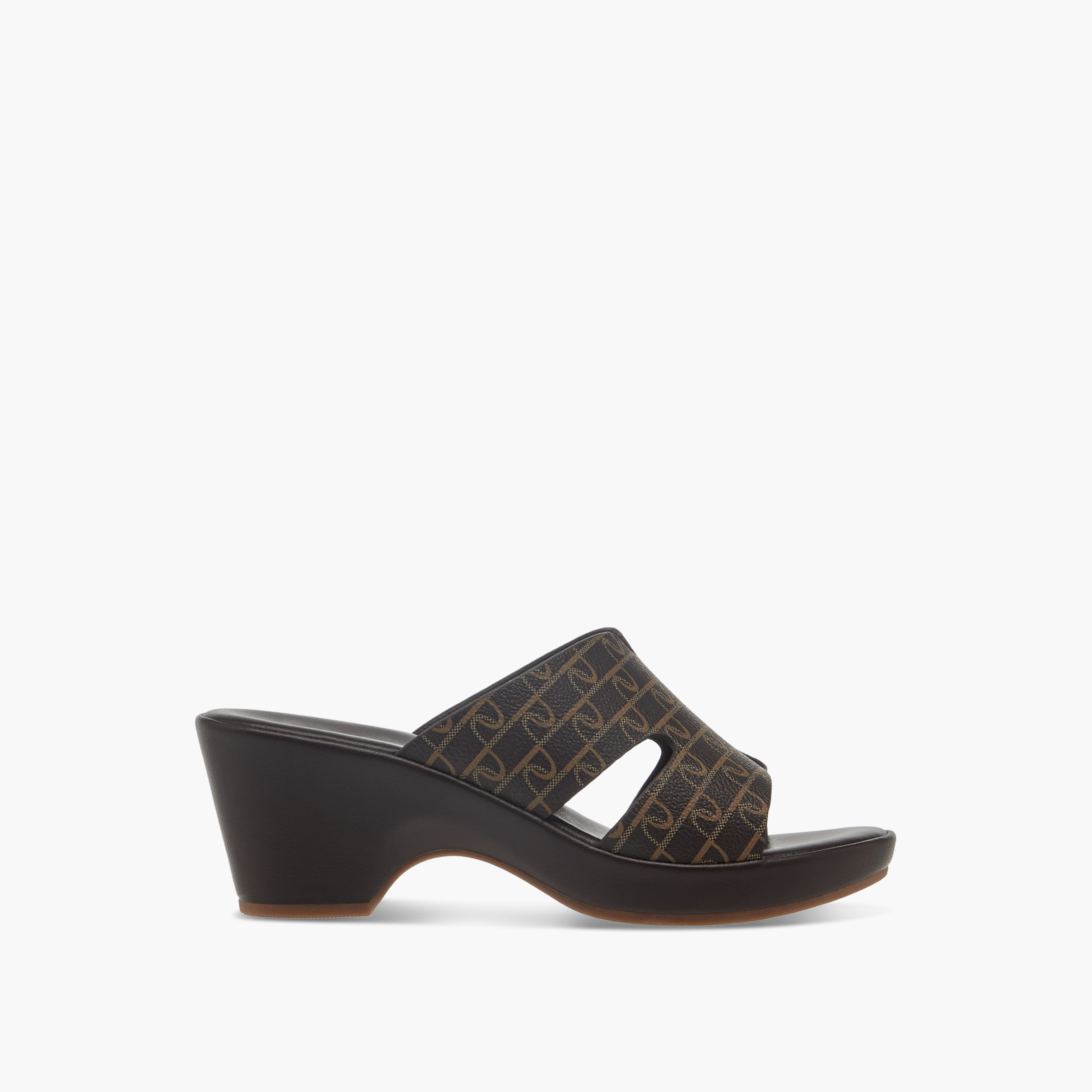 Paprika Monogram Print Slip-On Block Heel Comfort Sandals-women-shoes-sandals-heeled-image-3