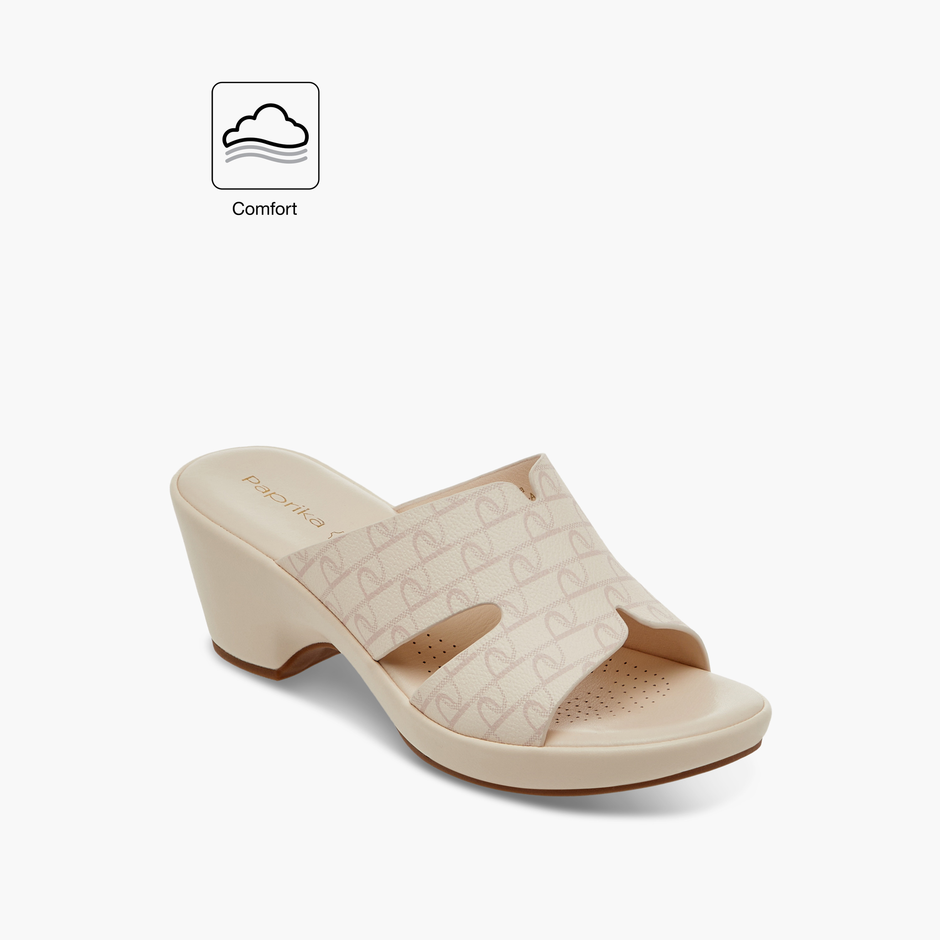 Paprika Monogram Print Slip-On Block Heel Comfort Sandals-women-shoes-sandals-heeled-image-2